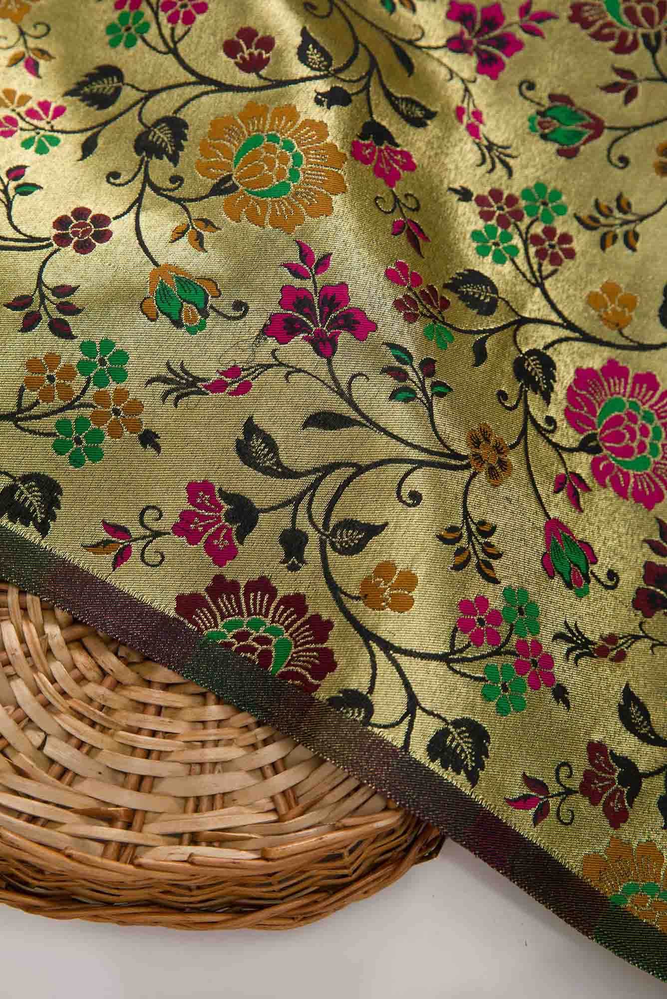 Black Banarasi Silk Dress Material