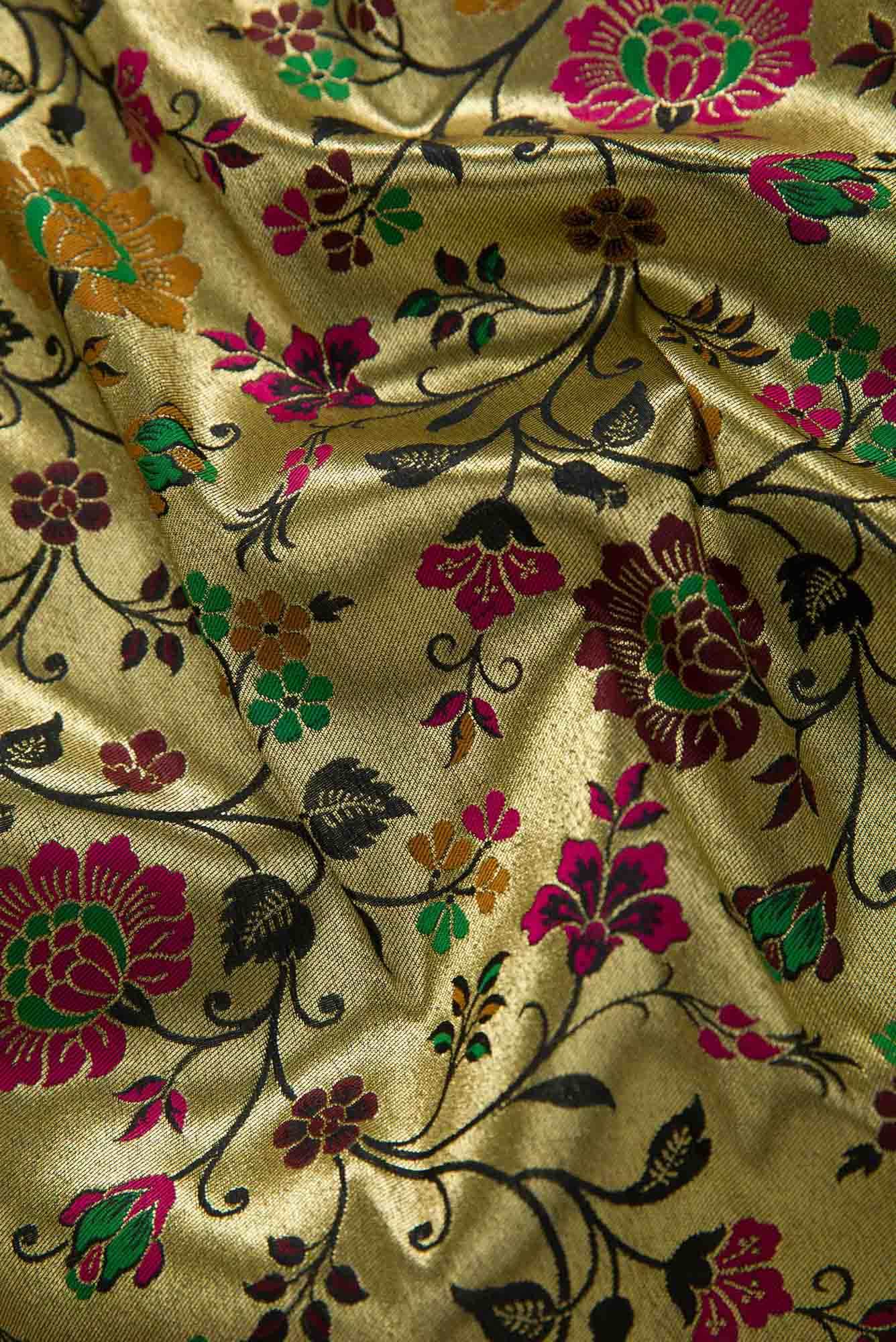 Black Banarasi Silk Dress Material