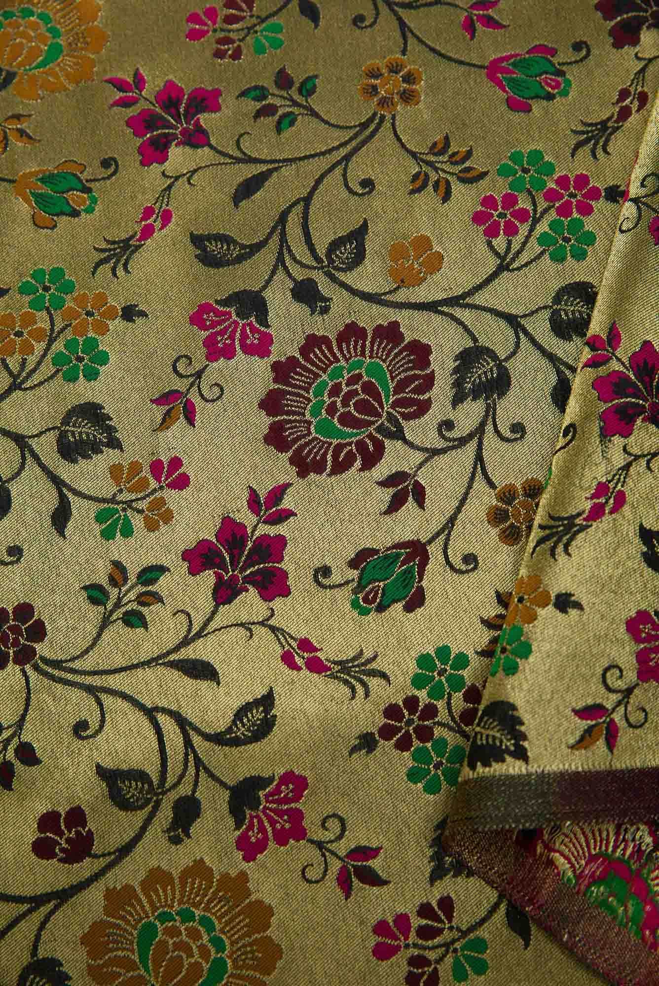 Black Banarasi Silk Dress Material