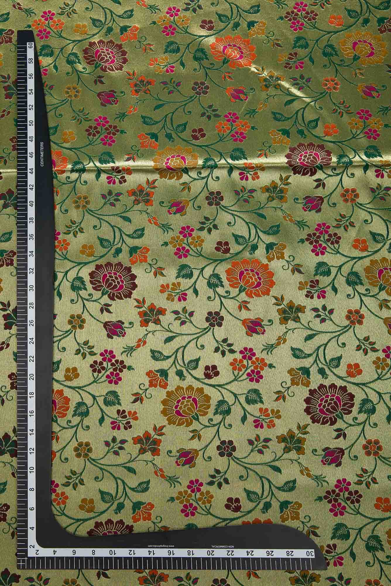 Green Banarasi Silk Dress Material