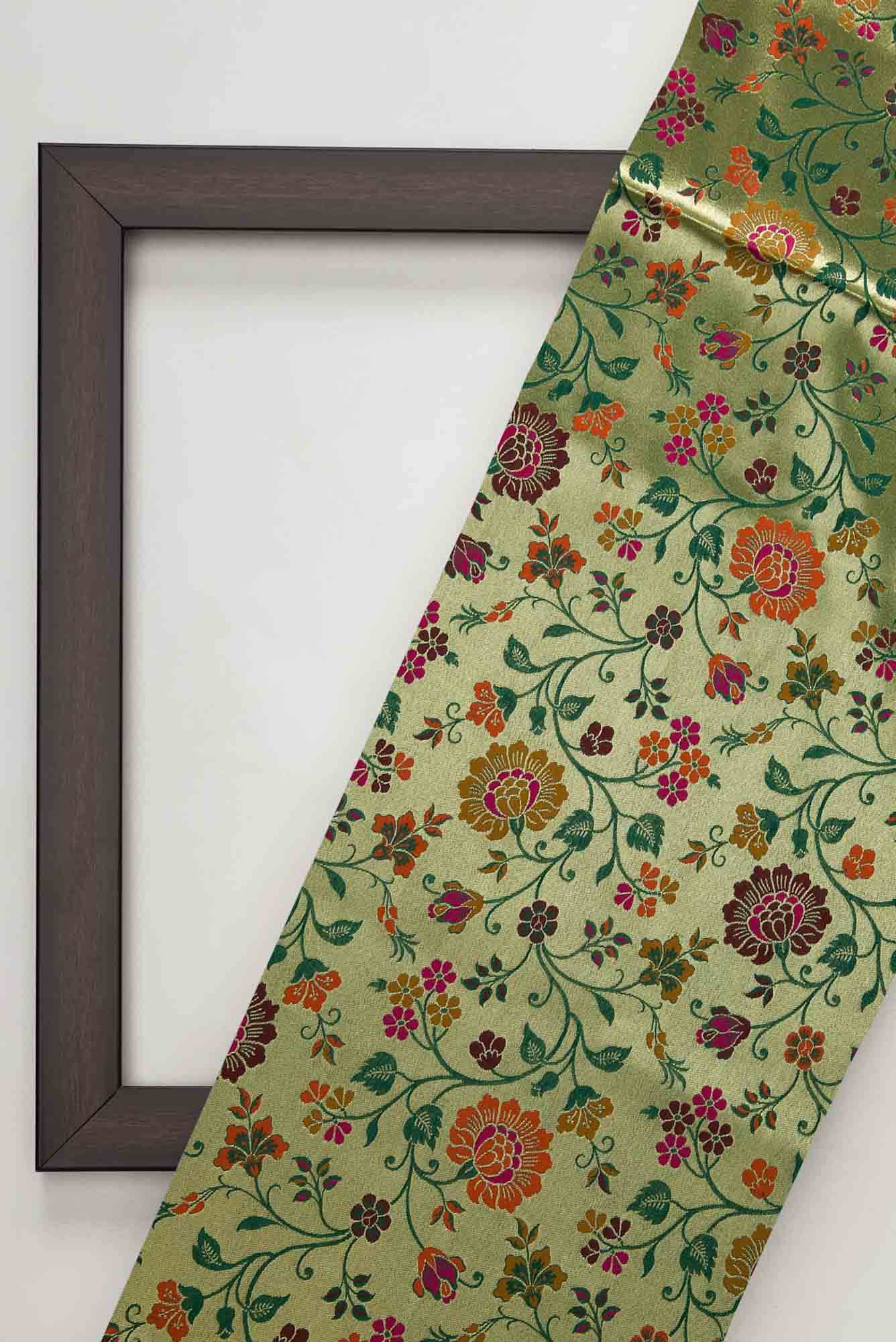Green Banarasi Silk Dress Material