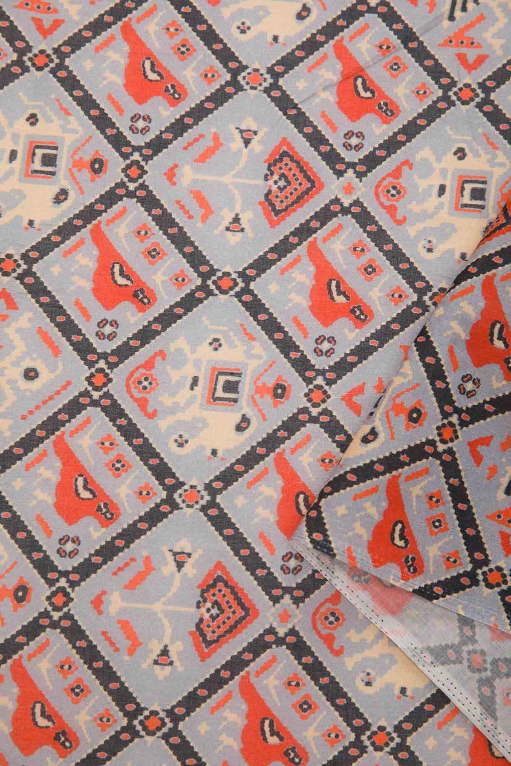 Grey Chanderi Silk Dress Material