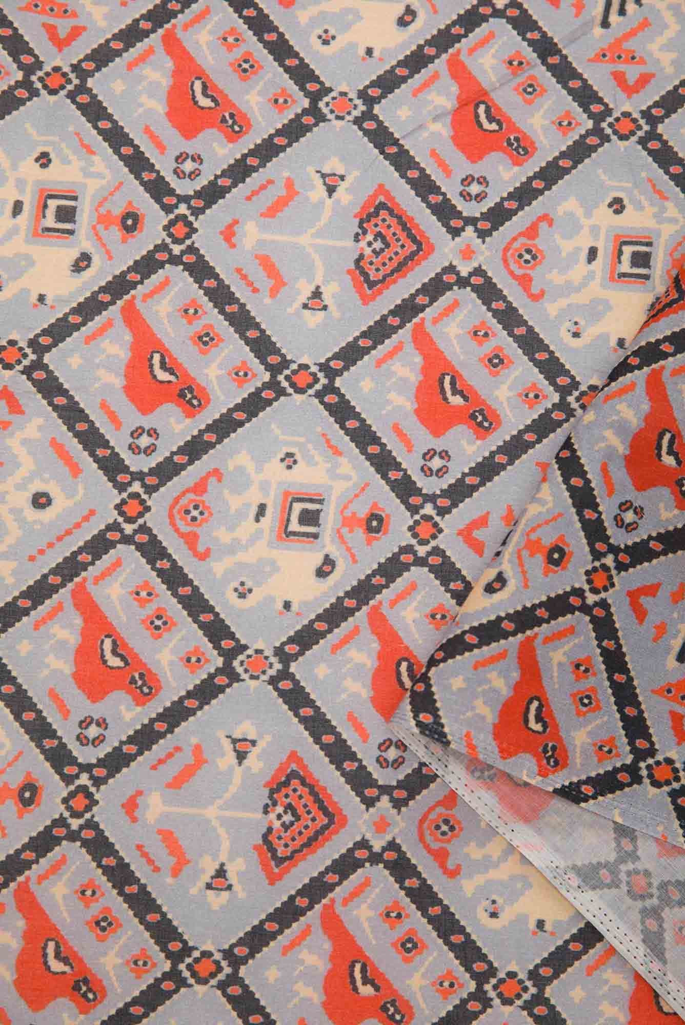 Grey Chanderi Silk Dress Material