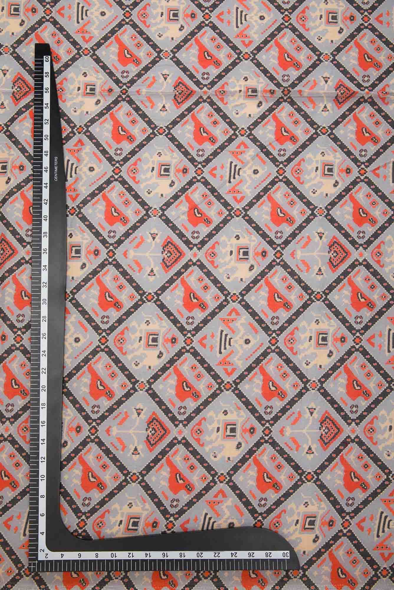Grey Chanderi Silk Dress Material