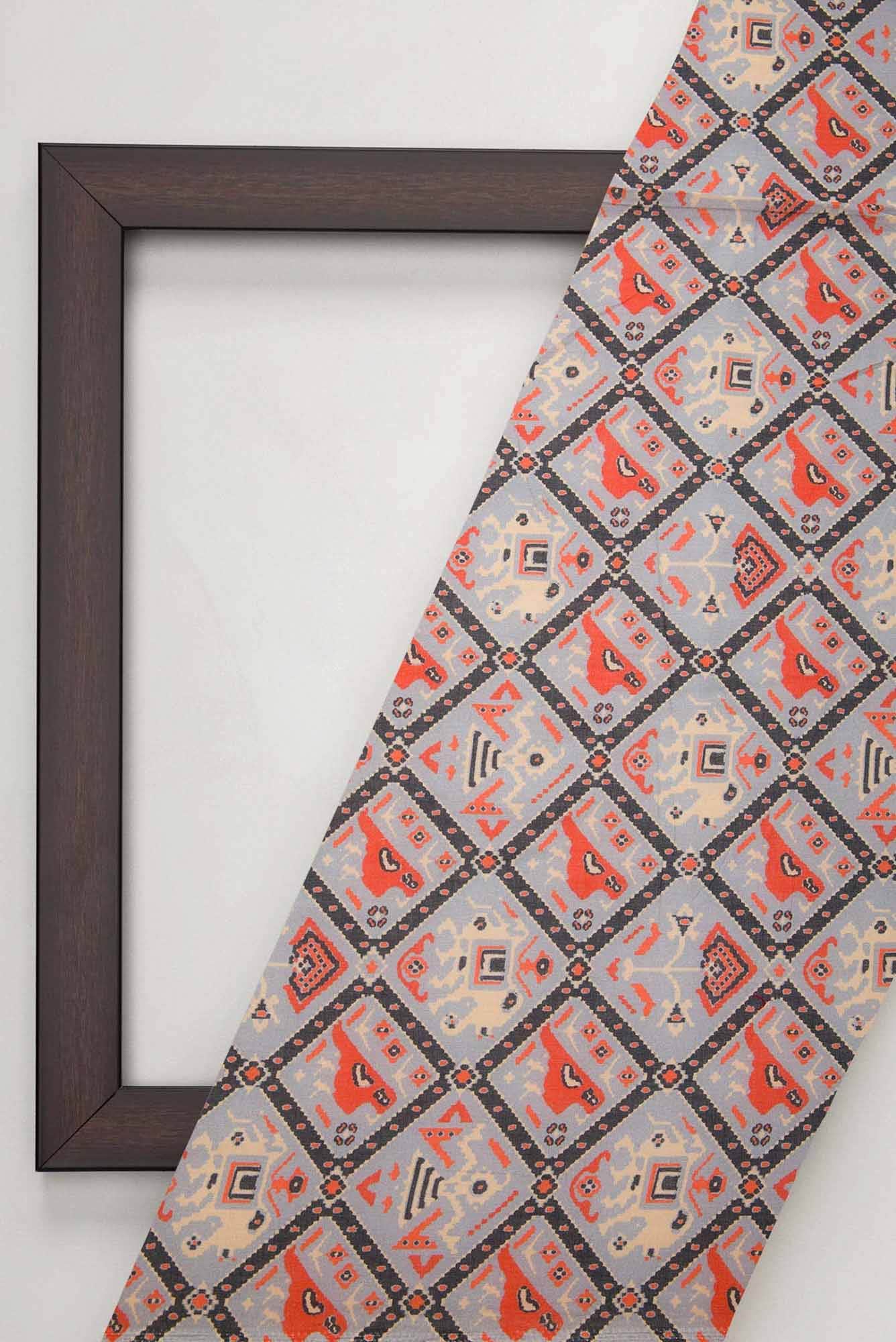 Grey Chanderi Silk Dress Material