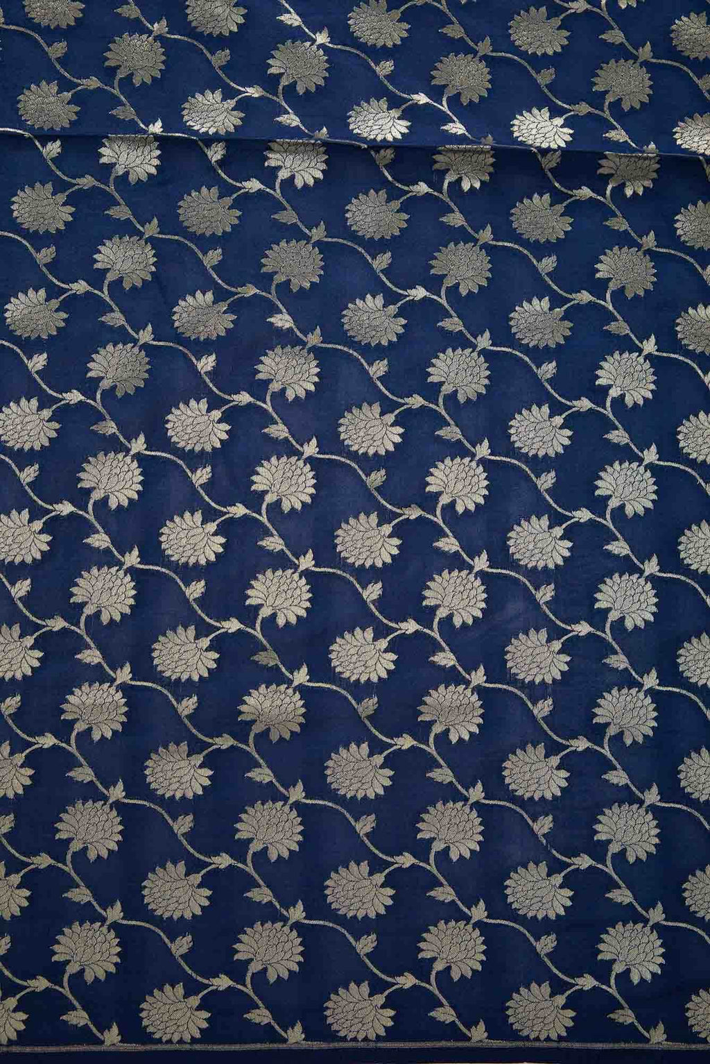 Navy Blue Banarasi Silk Dress Material