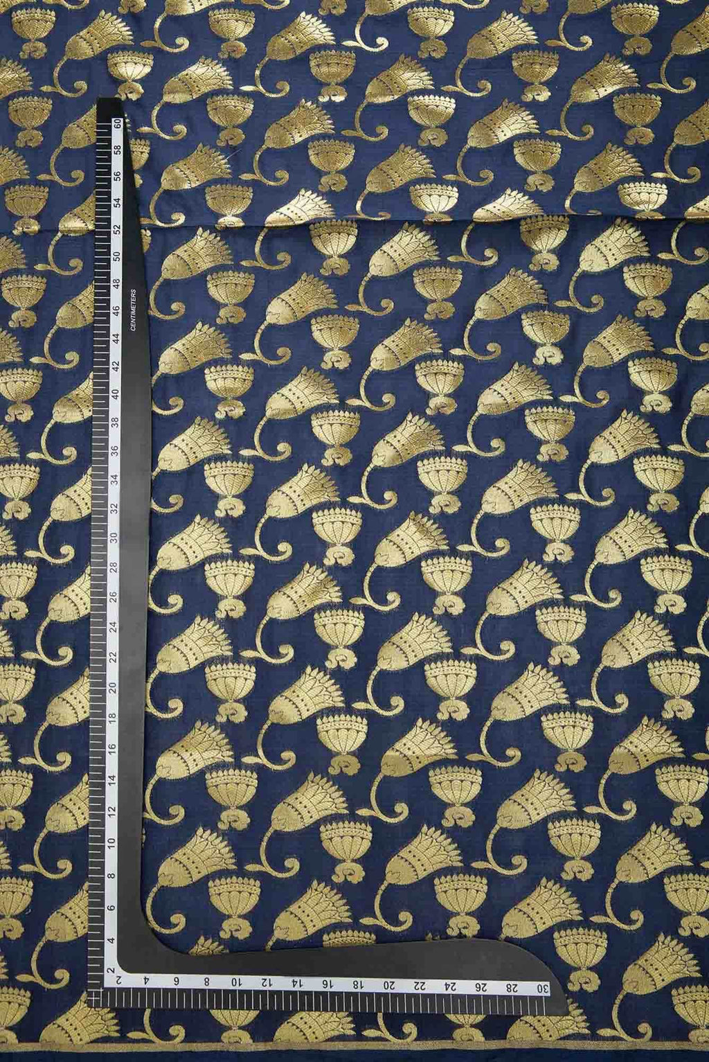 Navy Blue Banarasi Silk Dress Material