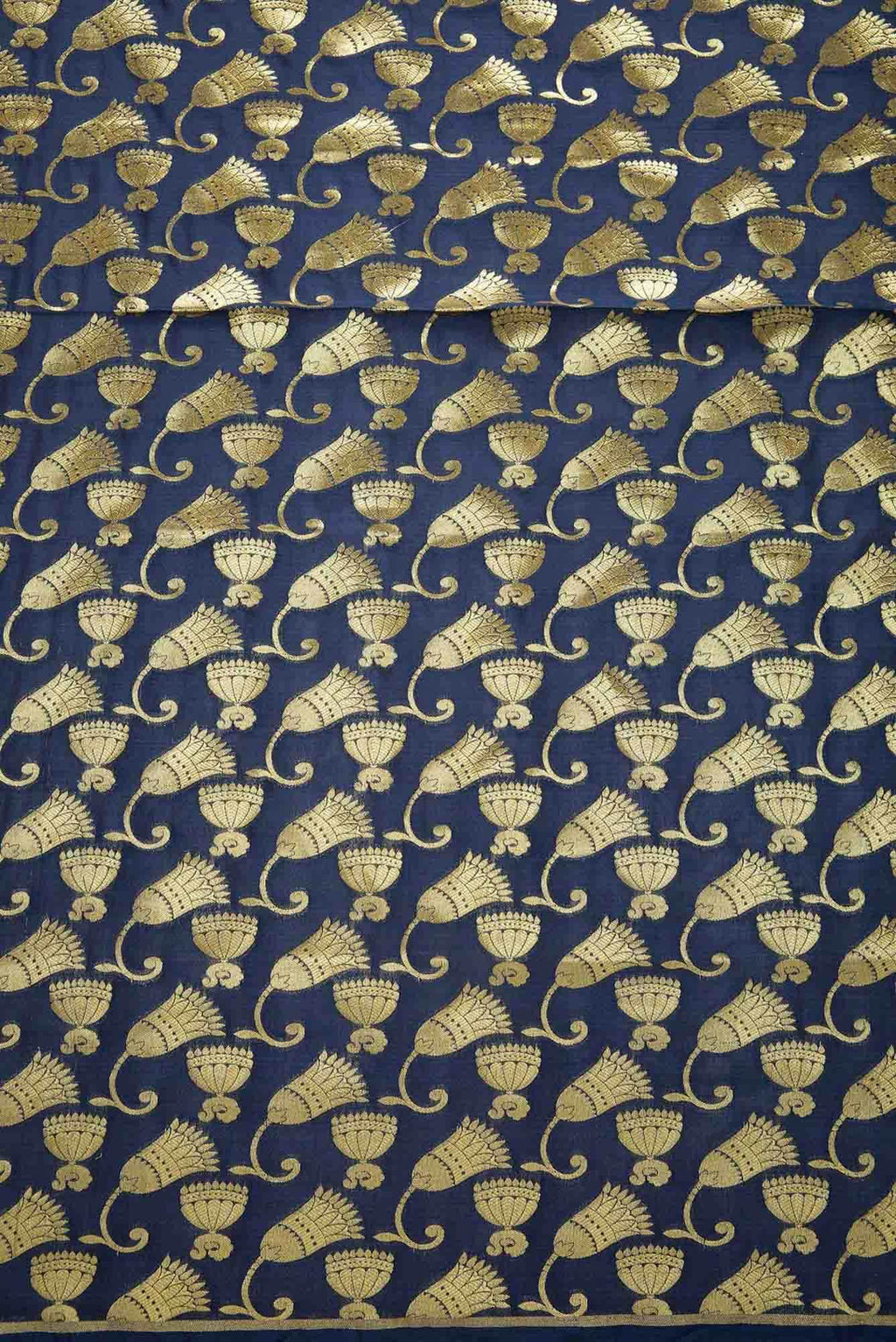 Navy Blue Banarasi Silk Dress Material