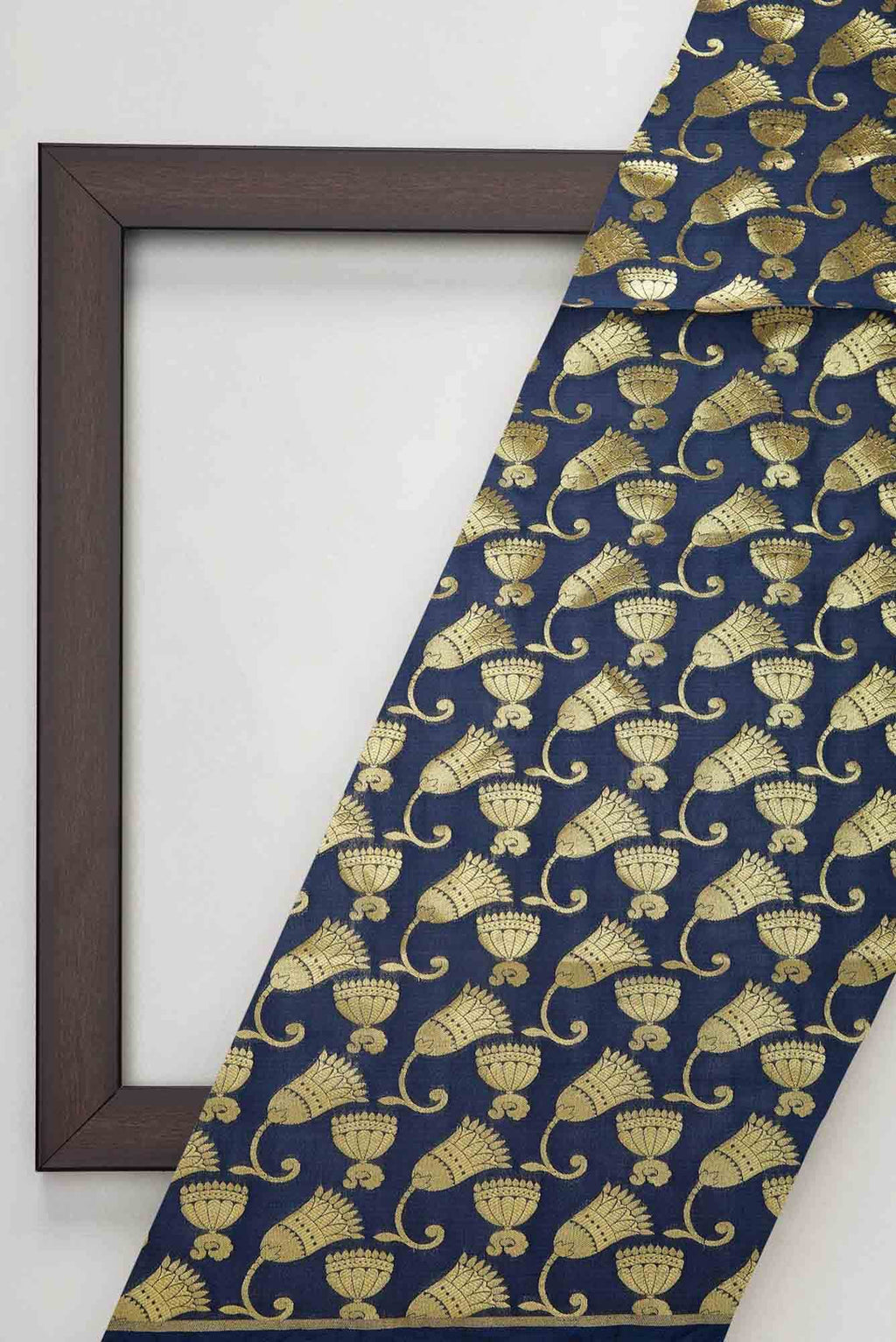 Navy Blue Banarasi Silk Dress Material