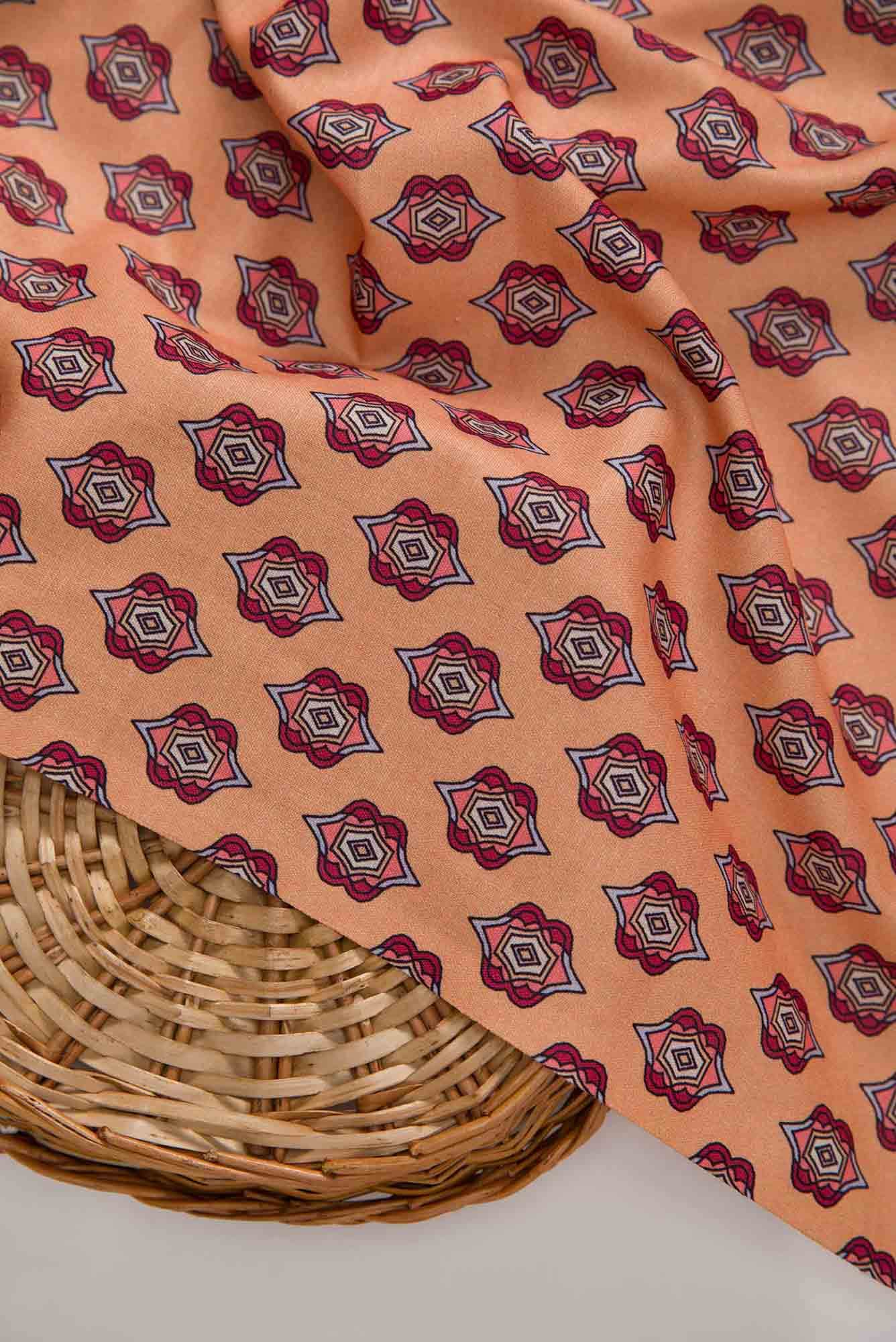 Golden Peach Cotton Dress Material