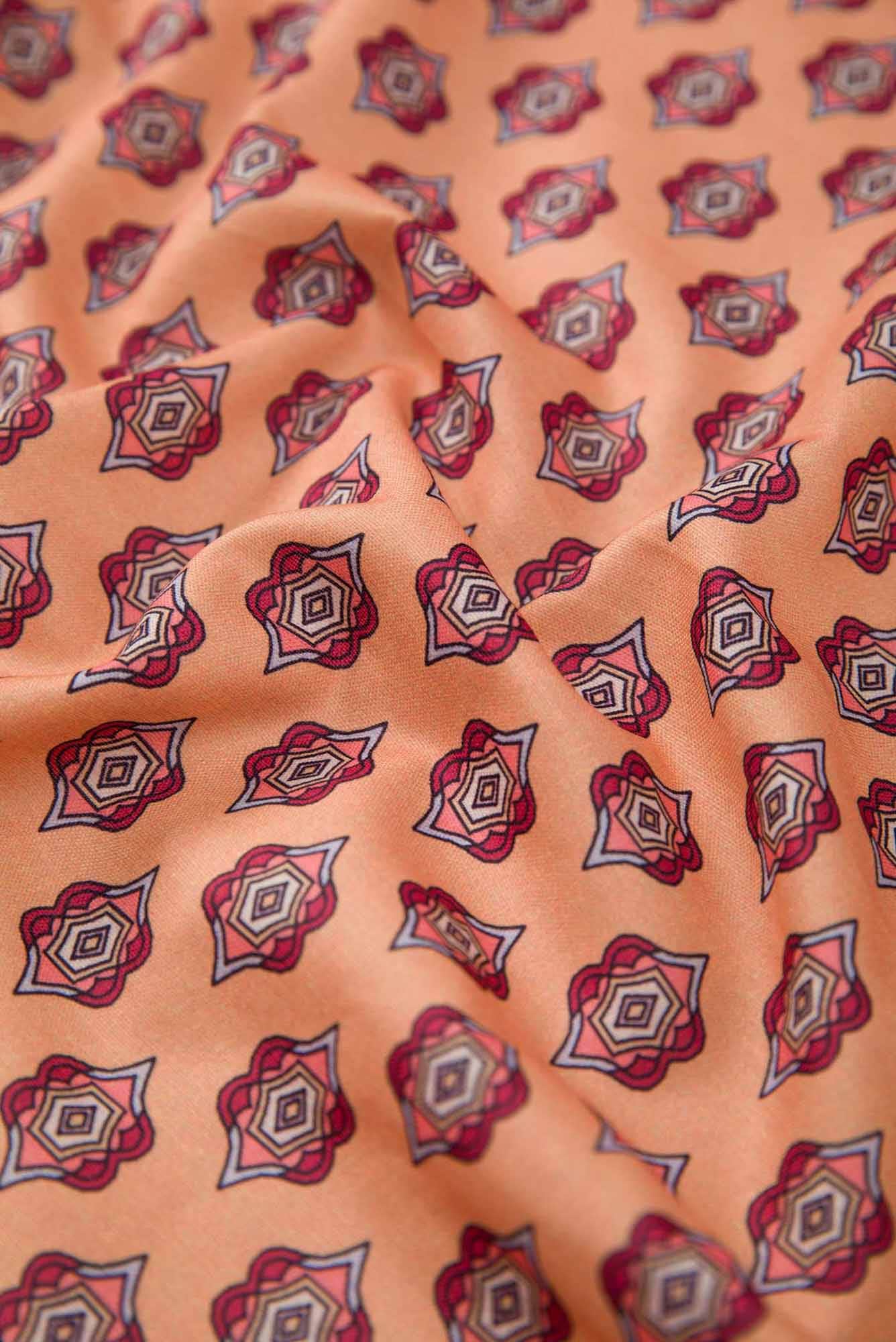 Golden Peach Cotton Dress Material