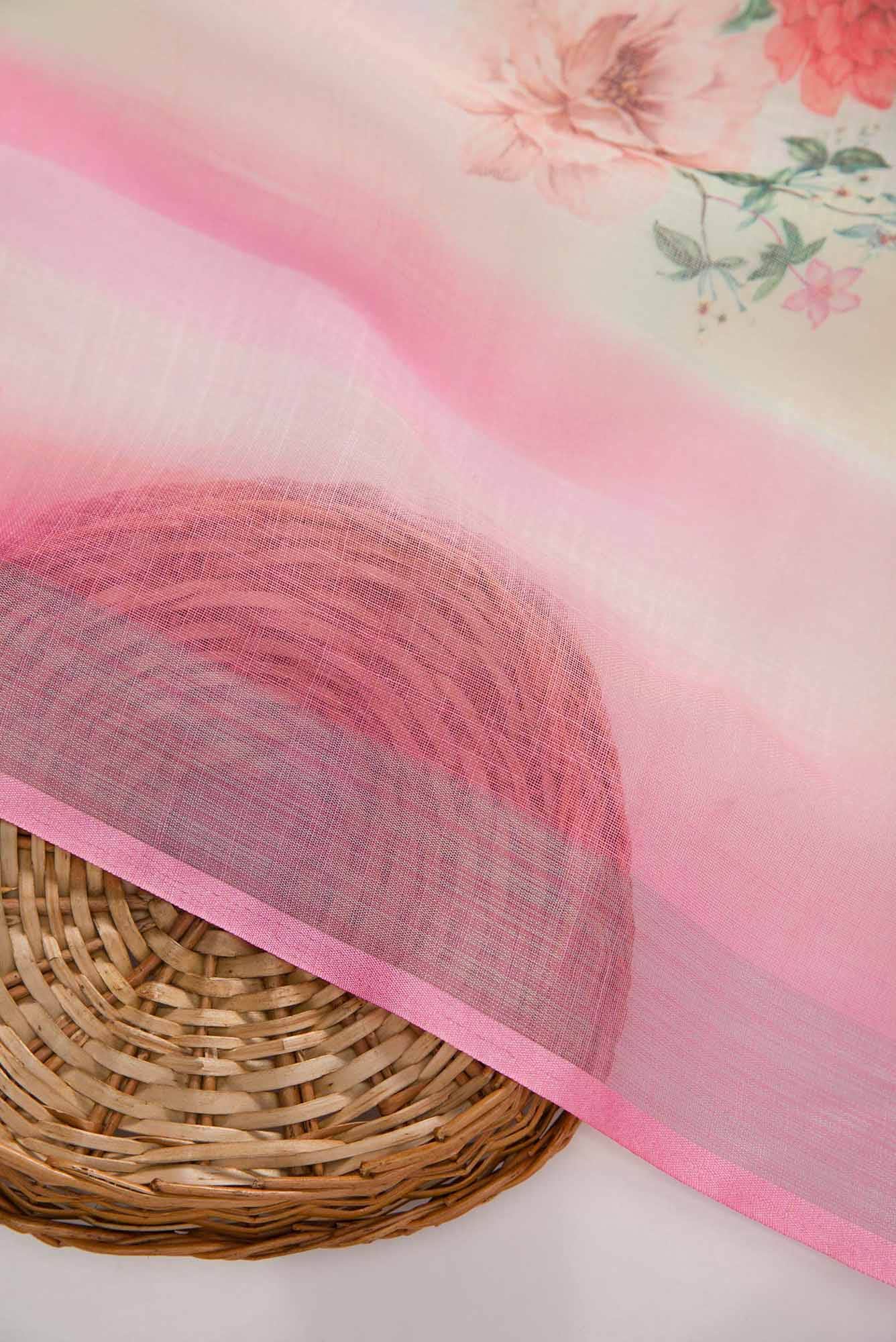 Yellow,Pink and Orange Linen Dress Material