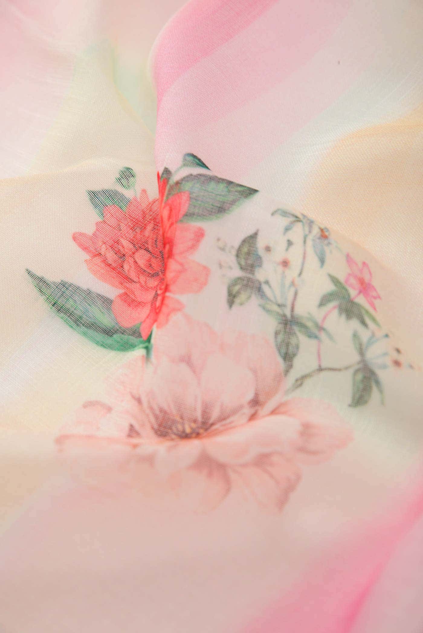 Yellow,Pink and Orange Linen Dress Material