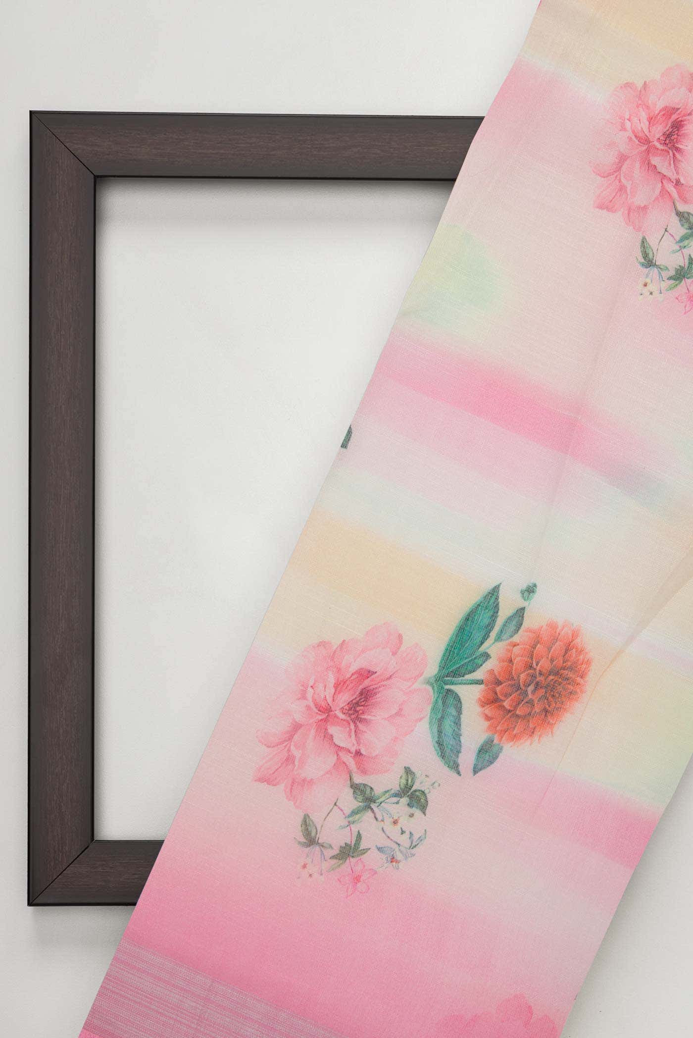 Yellow,Pink and Orange Linen Dress Material