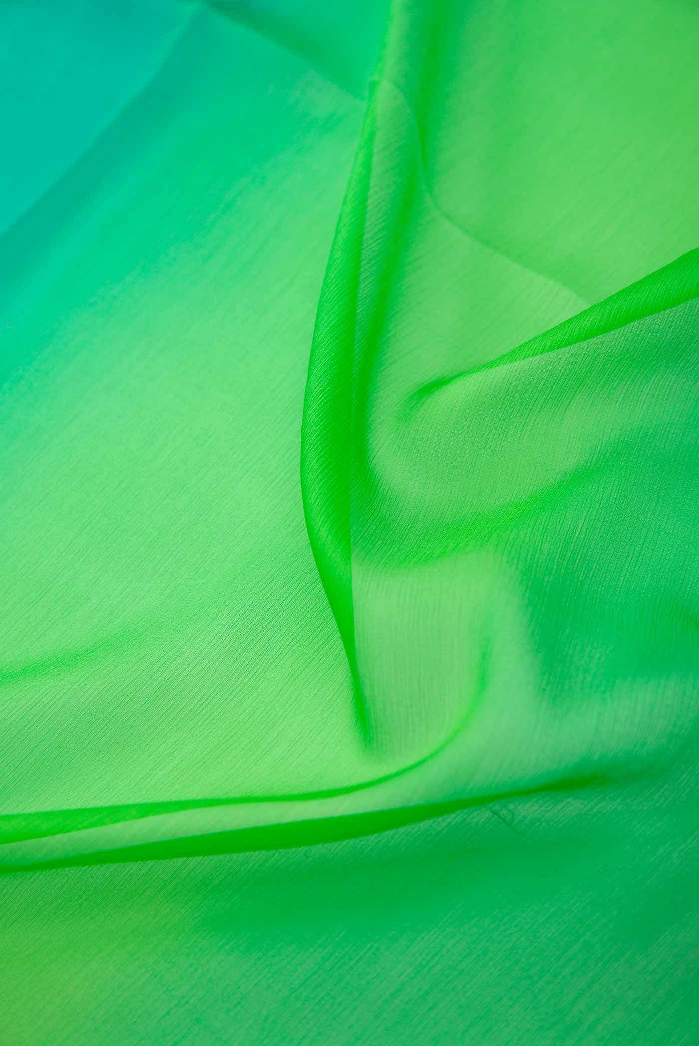 Parrot Green and Peacock Blue Chiffon Dress Material
