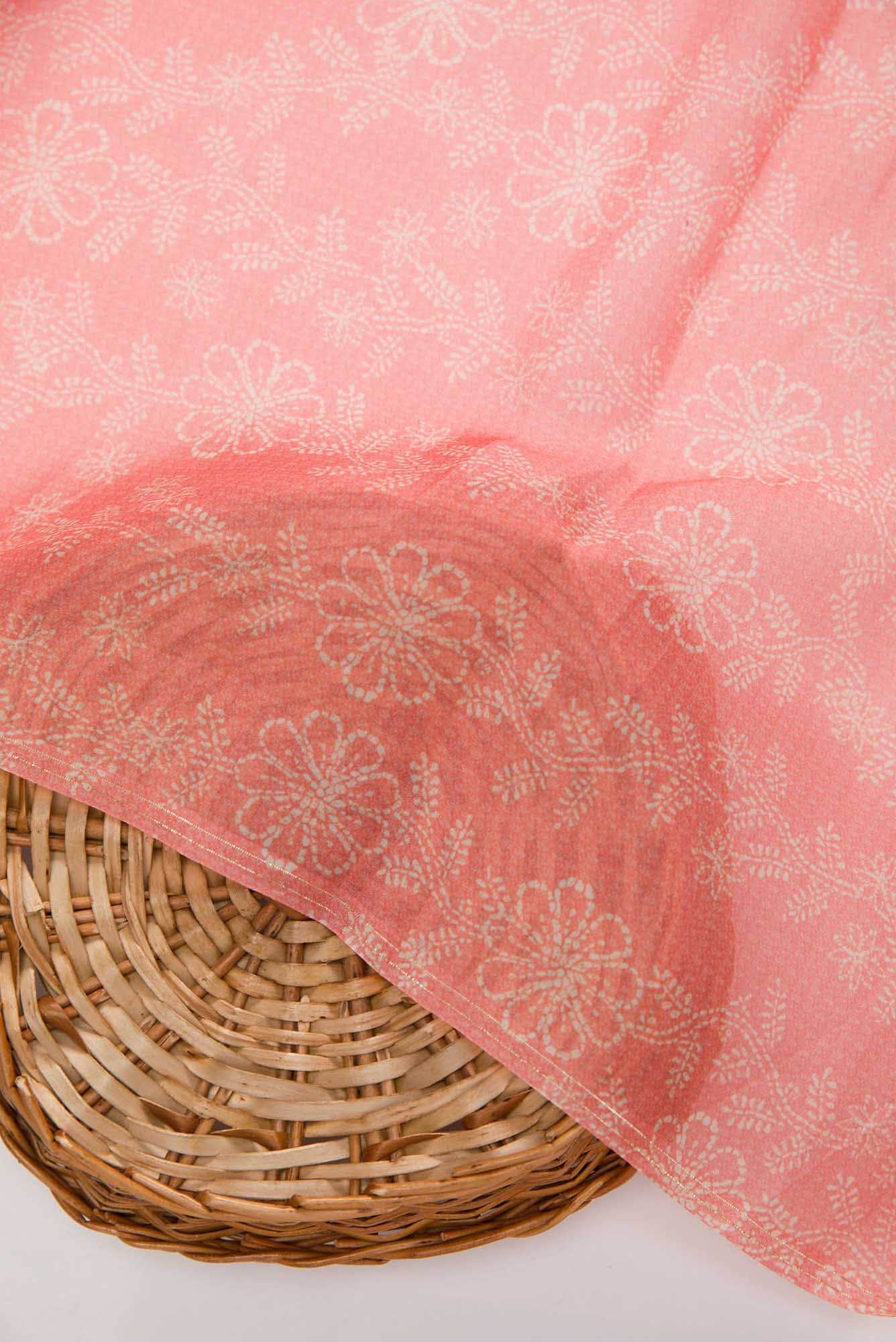 Peach Organza Silk Dress Material