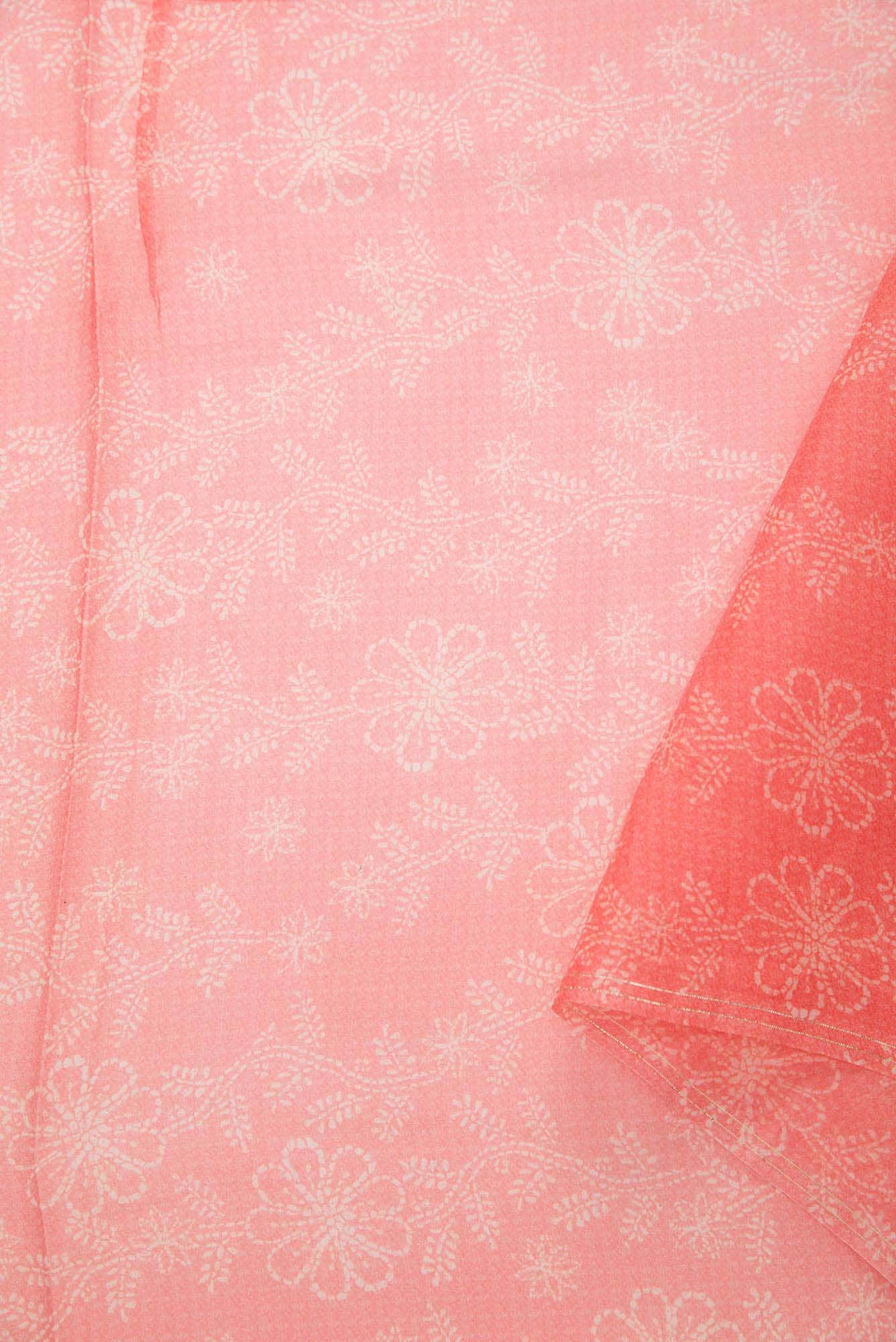 Peach Organza Silk Dress Material