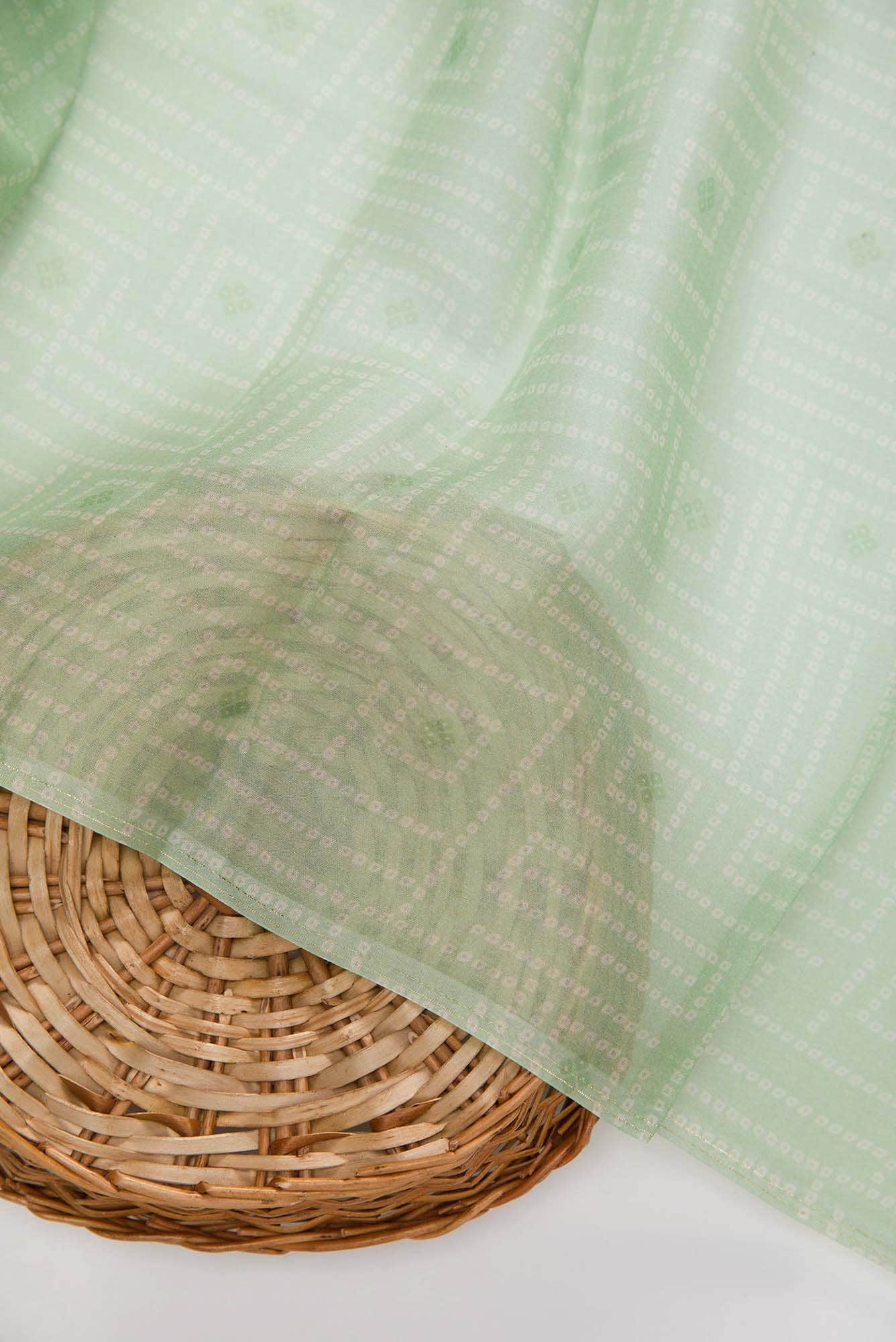 Pista Green Organza Silk Dress Material