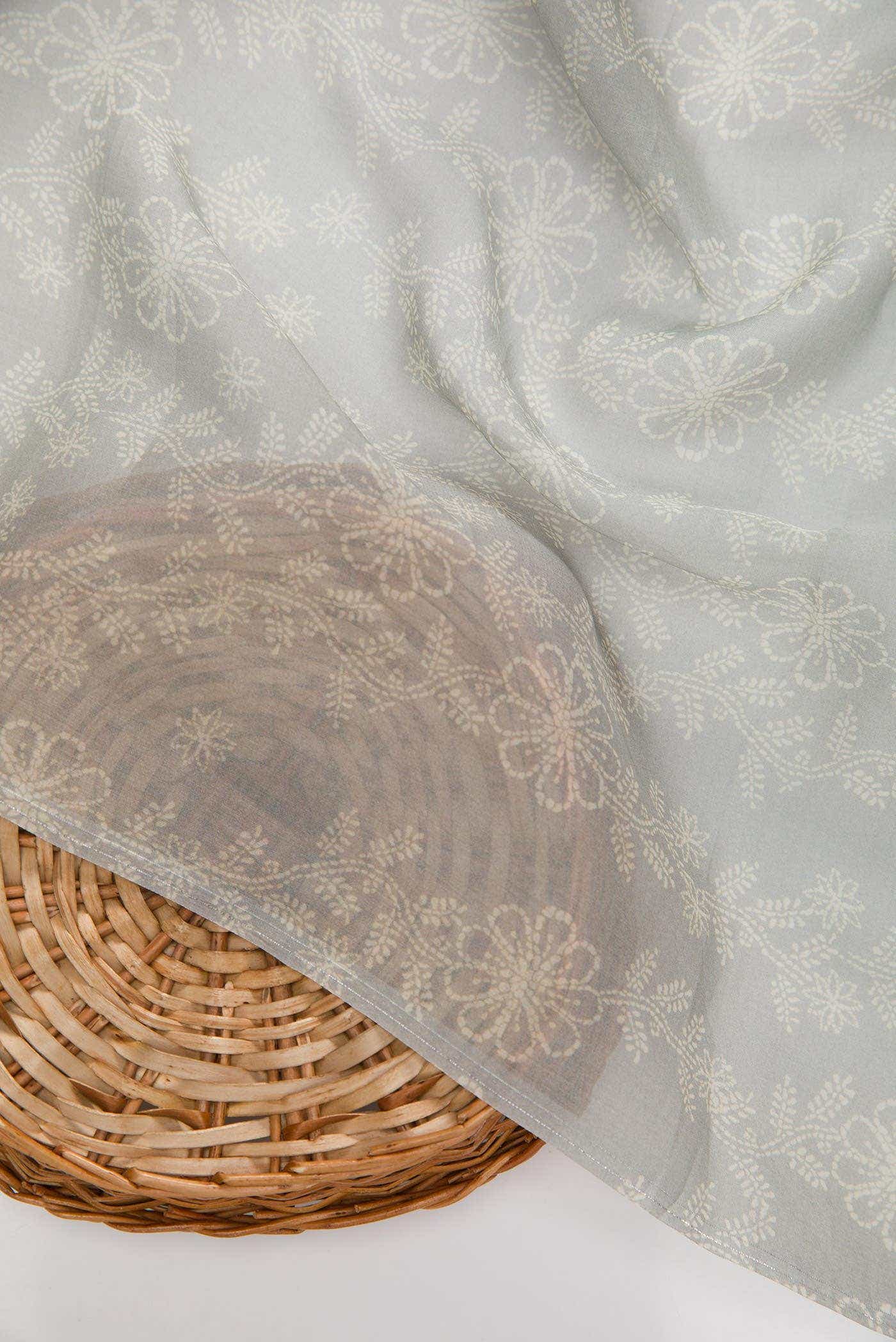 Grey Organza Silk Dress Material