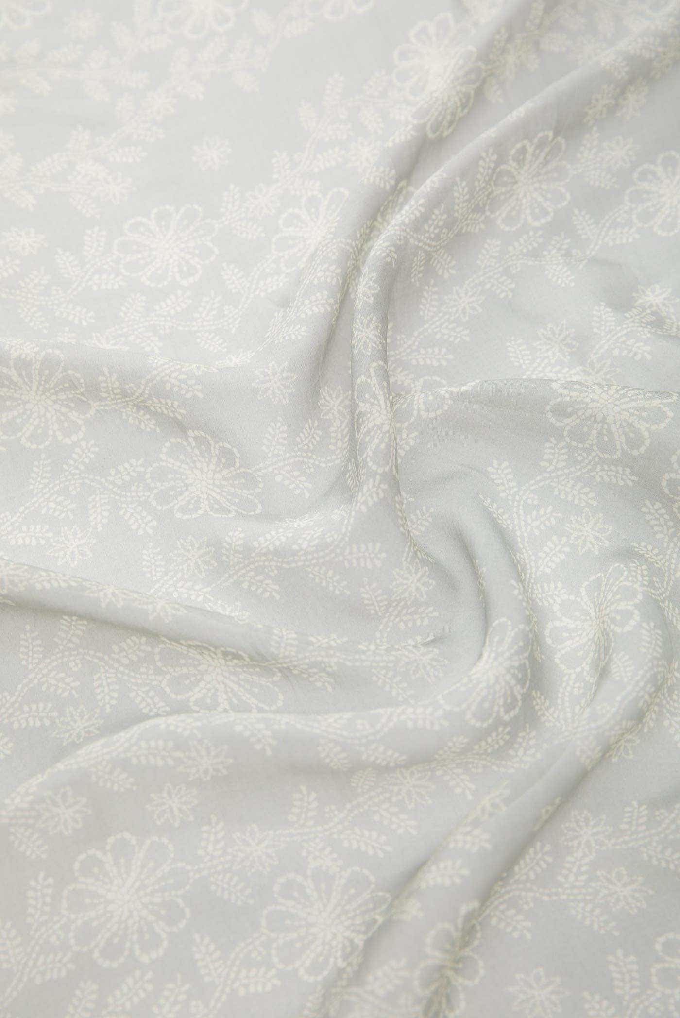Grey Organza Silk Dress Material