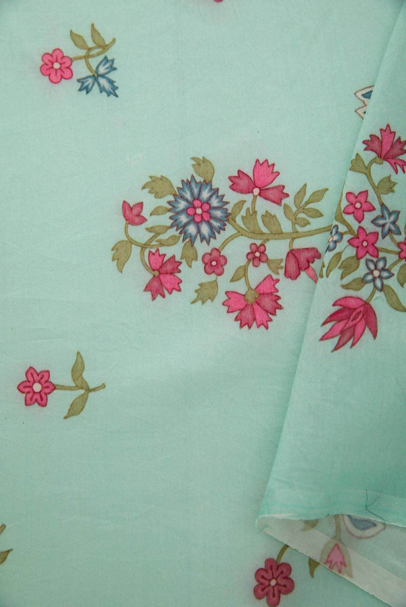 Green Cotton Dress Material