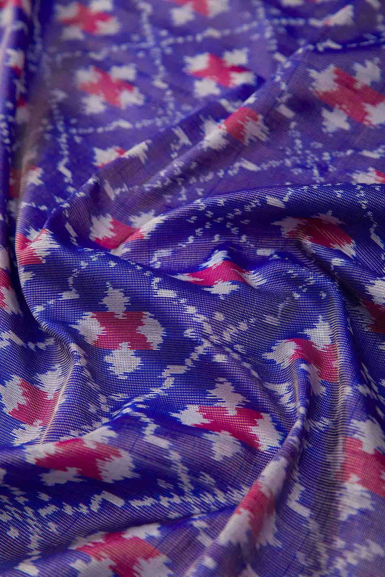 Royal Blue Double Ikat Dress Material