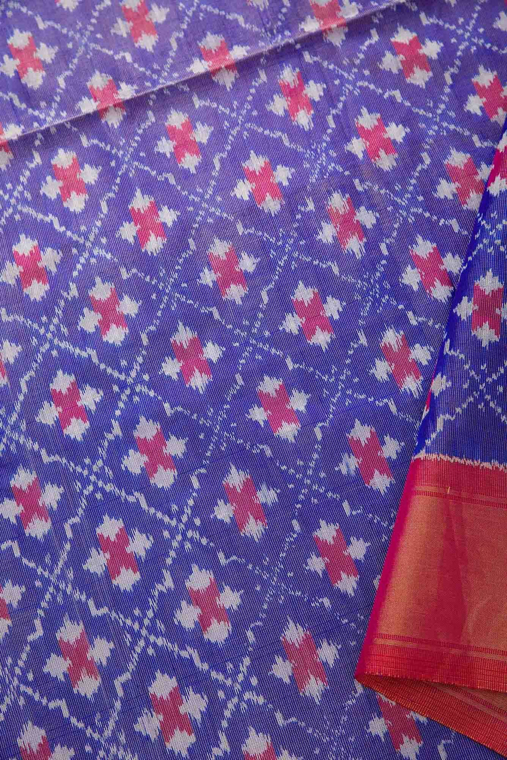 Royal Blue Double Ikat Dress Material