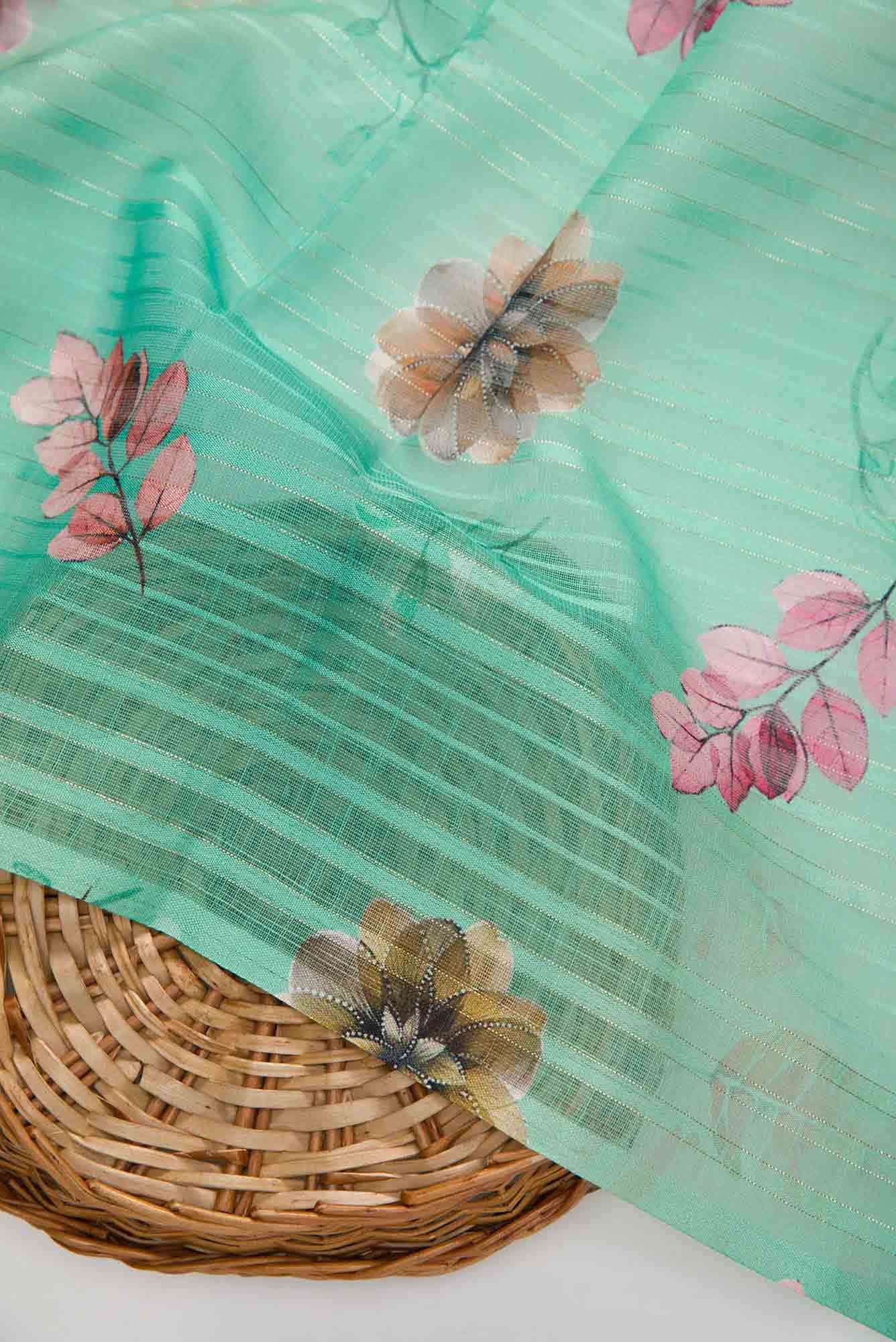 Sea Green Blended Linen Dress Material
