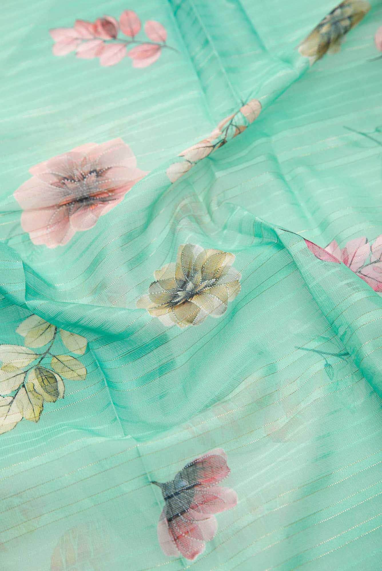 Sea Green Blended Linen Dress Material