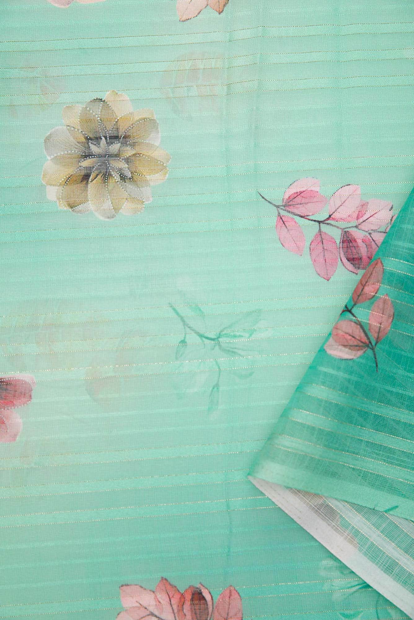 Sea Green Blended Linen Dress Material