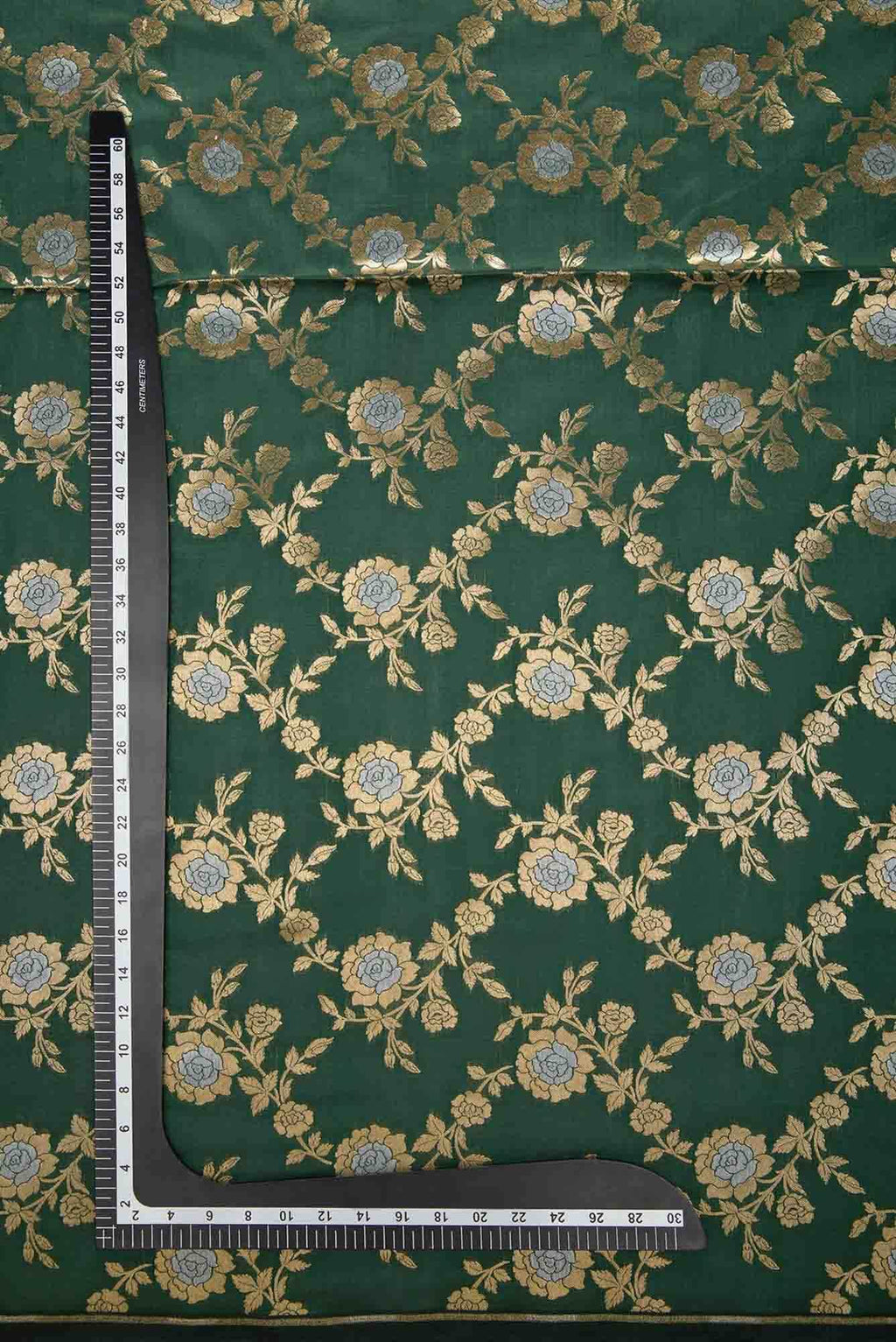 Bottle Green Banarasi Silk Dress Material