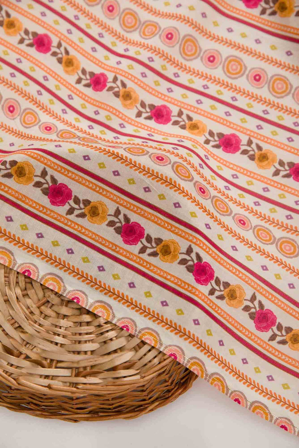 Off White Chanderi Silk Dress Material