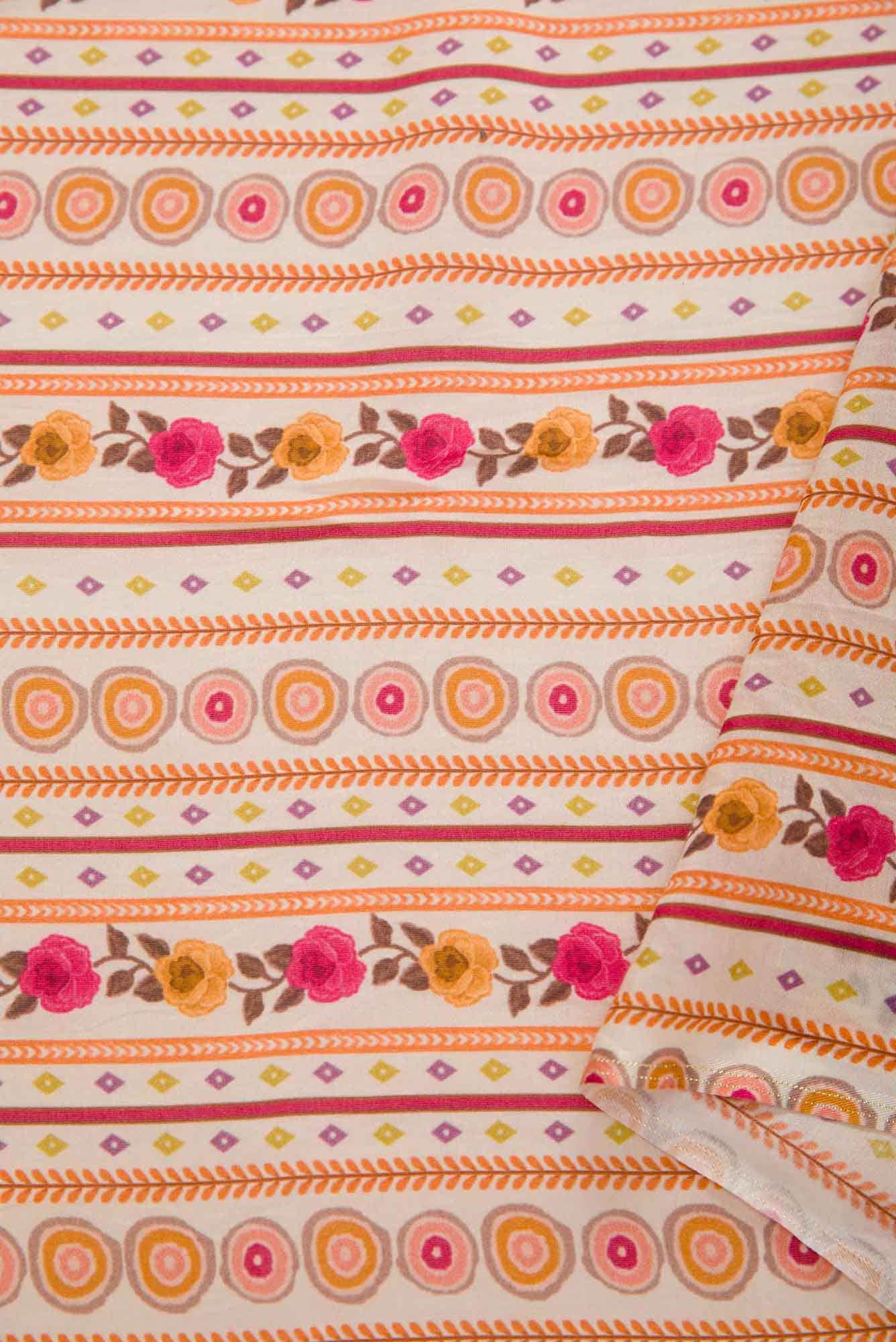 Off White Chanderi Silk Dress Material