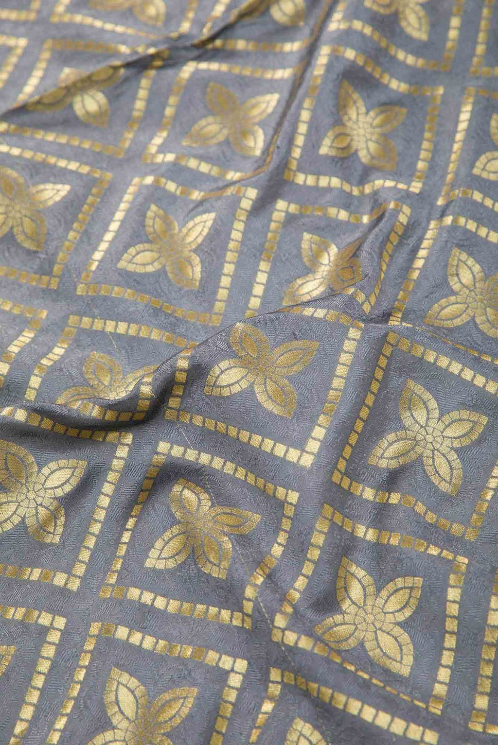 Grey Banarasi Silk Dress Material