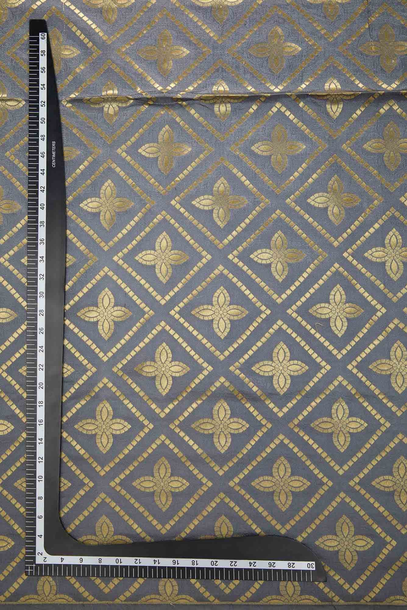 Grey Banarasi Silk Dress Material