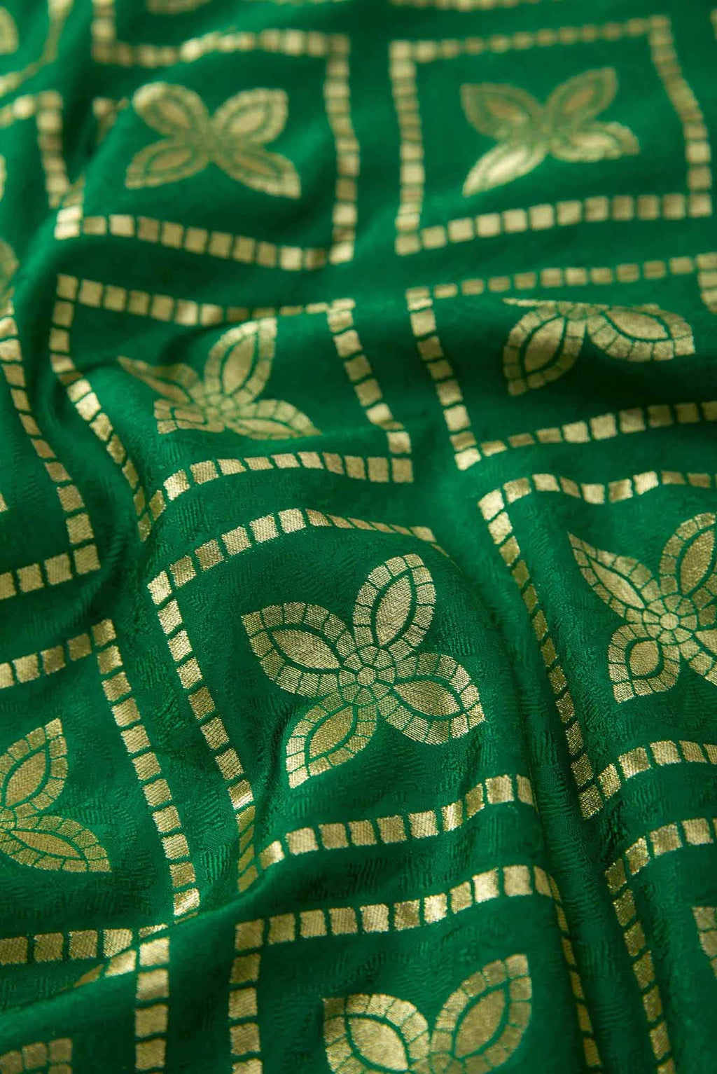 Green Banarasi Silk Dress Material