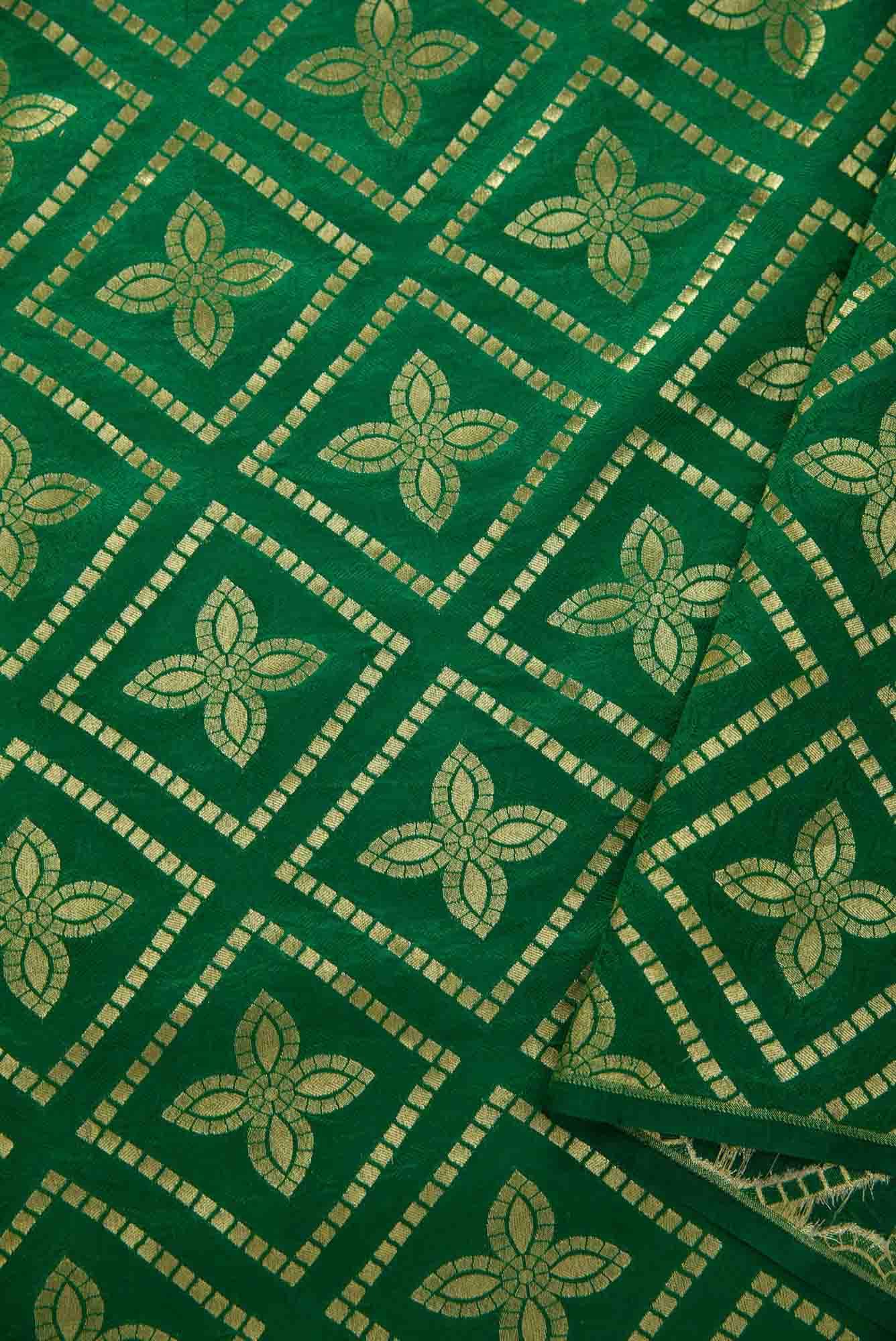 Green Banarasi Silk Dress Material