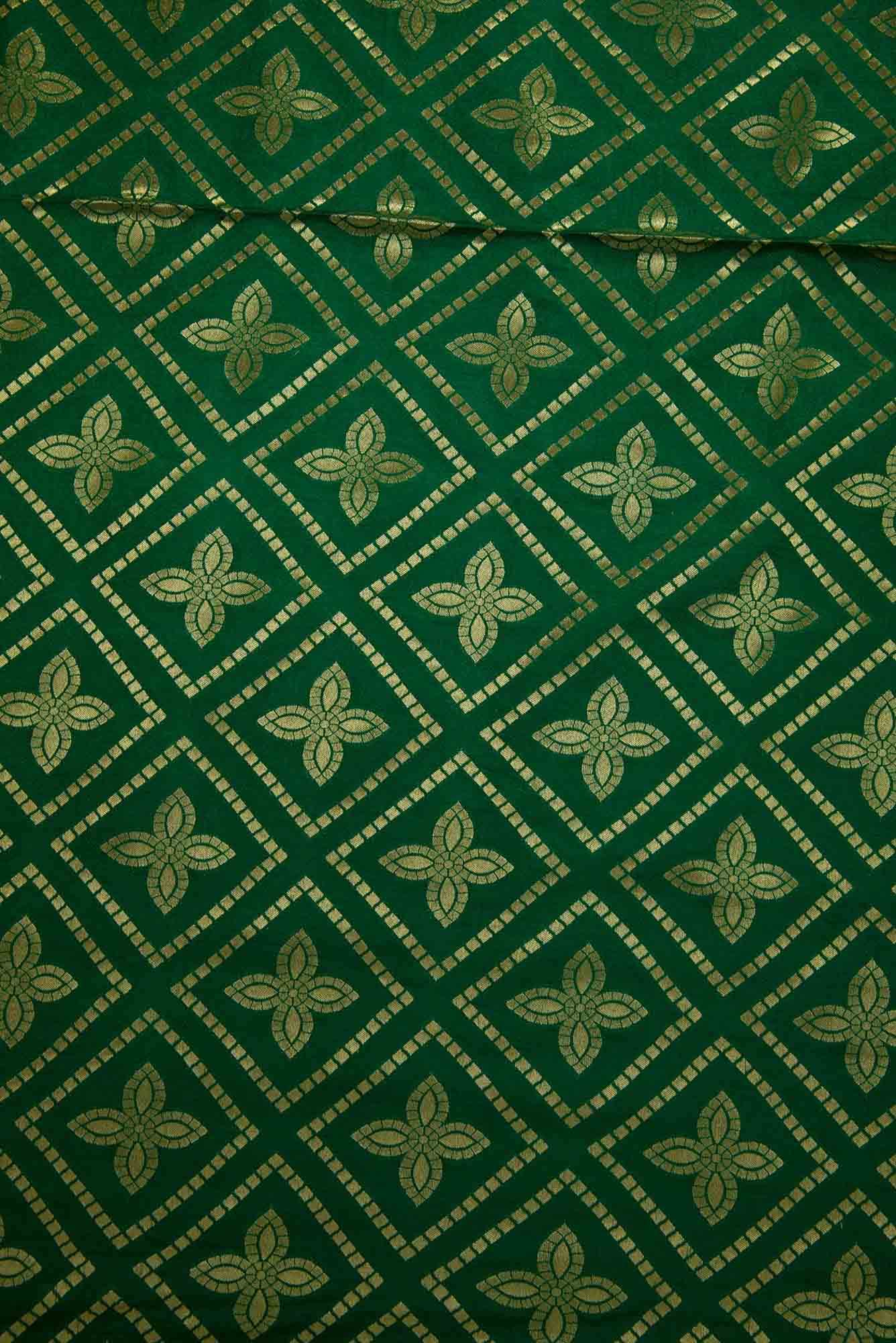 Green Banarasi Silk Dress Material