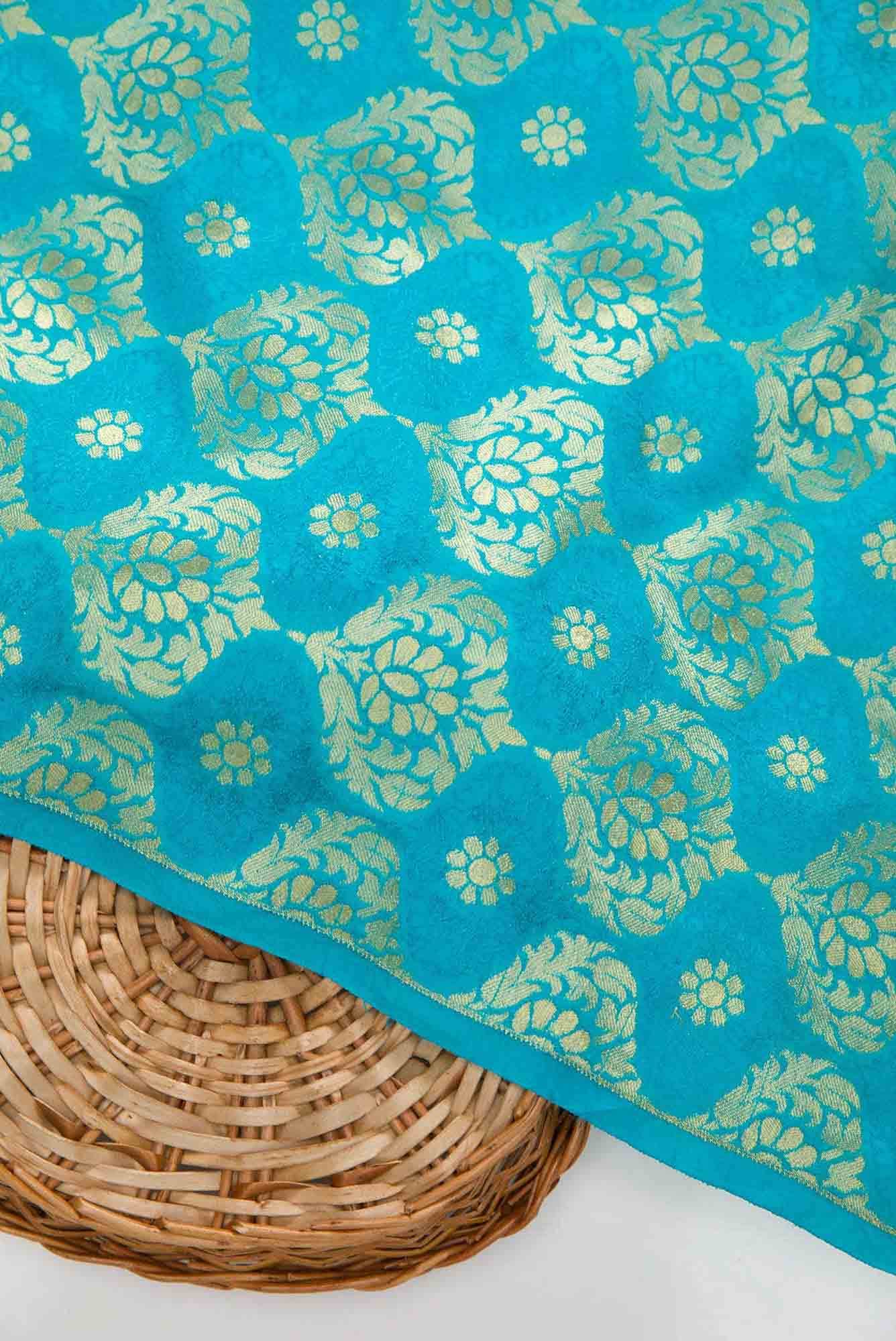 Sky Blue Banarasi Silk Dress Material