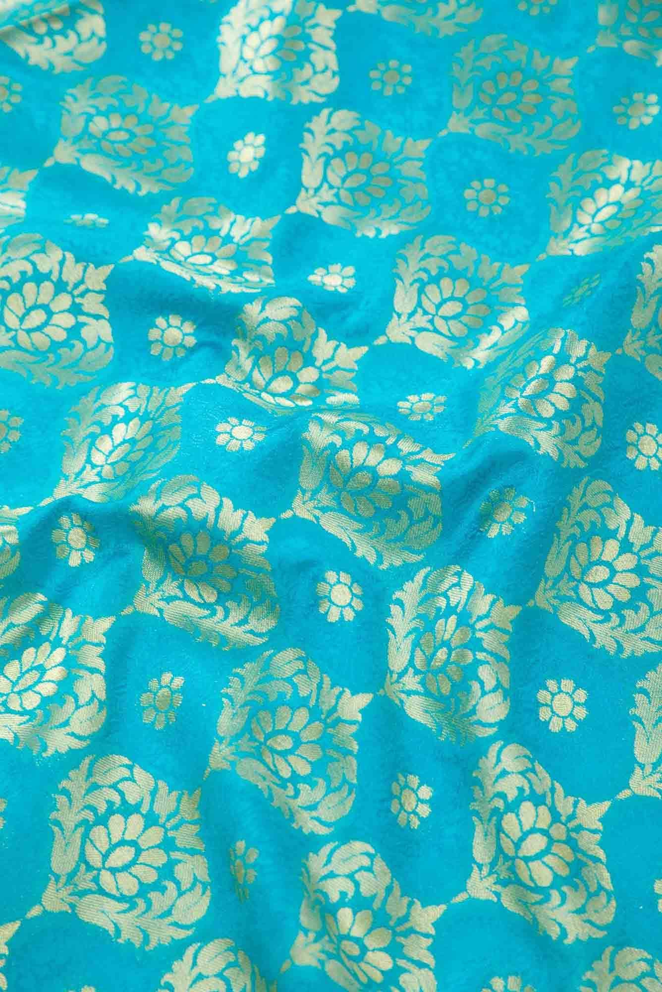Sky Blue Banarasi Silk Dress Material