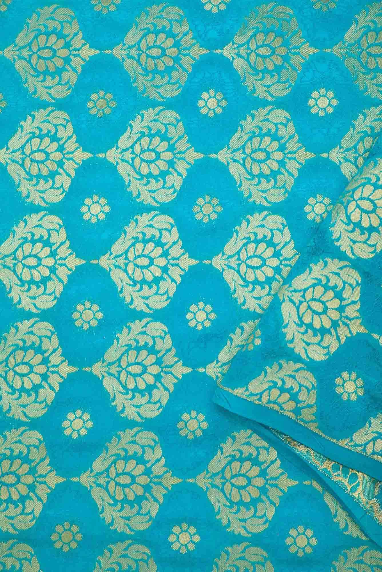 Sky Blue Banarasi Silk Dress Material
