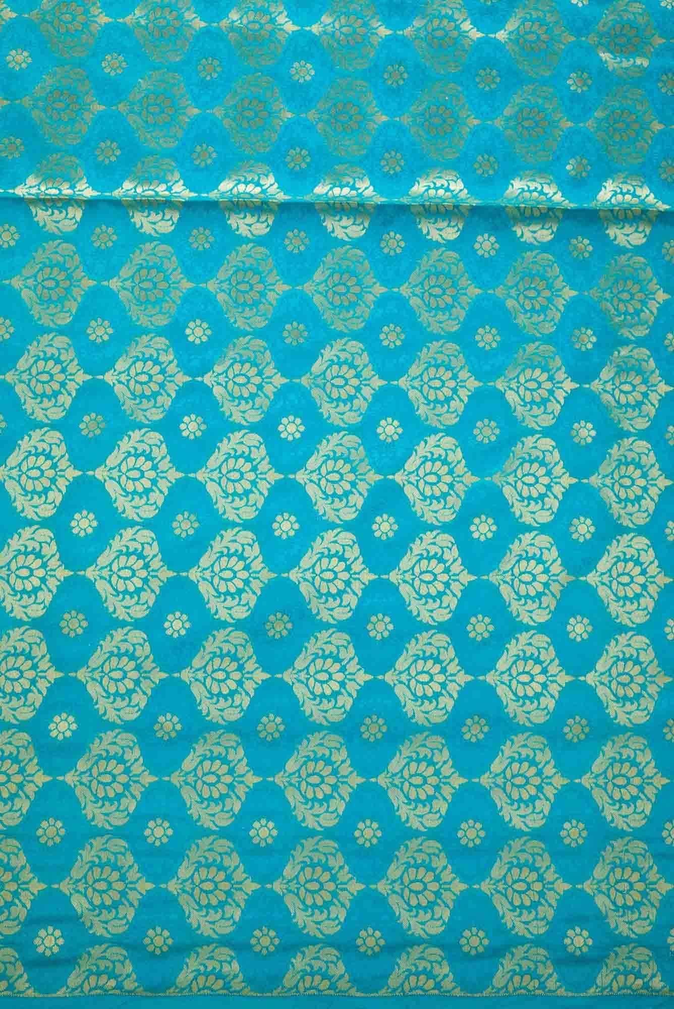 Sky Blue Banarasi Silk Dress Material