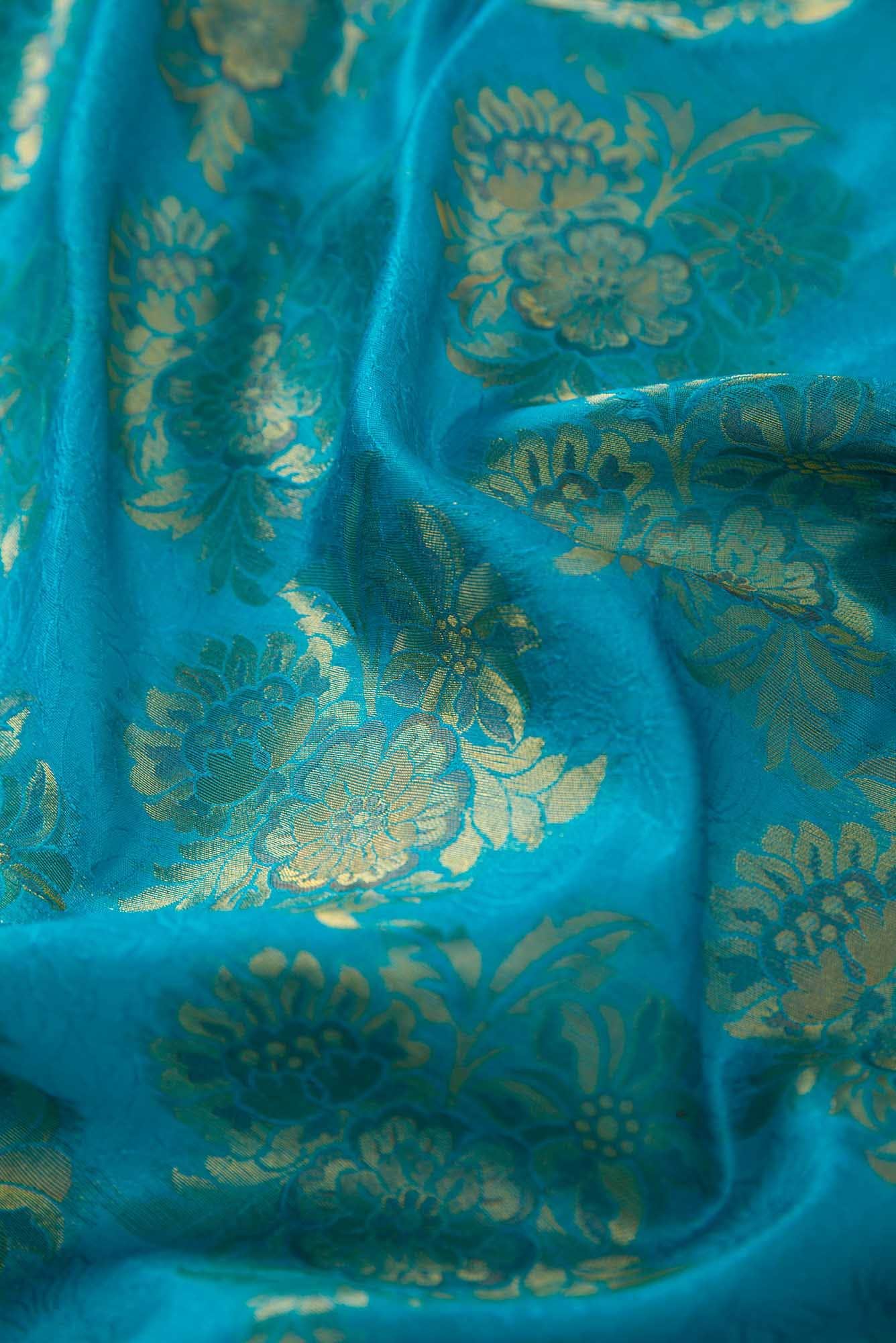 Sky Blue Banarasi Silk Dress Material
