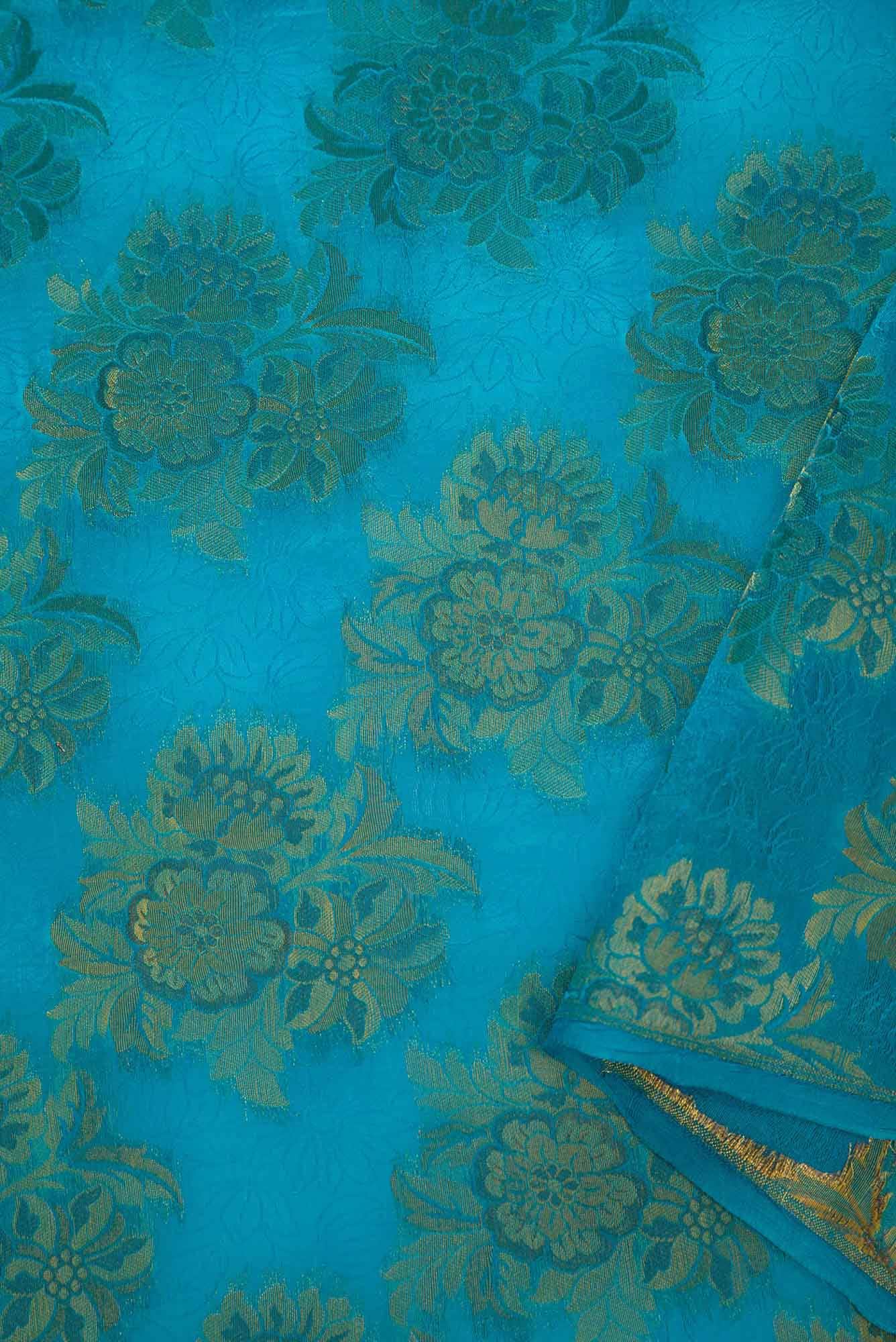Sky Blue Banarasi Silk Dress Material
