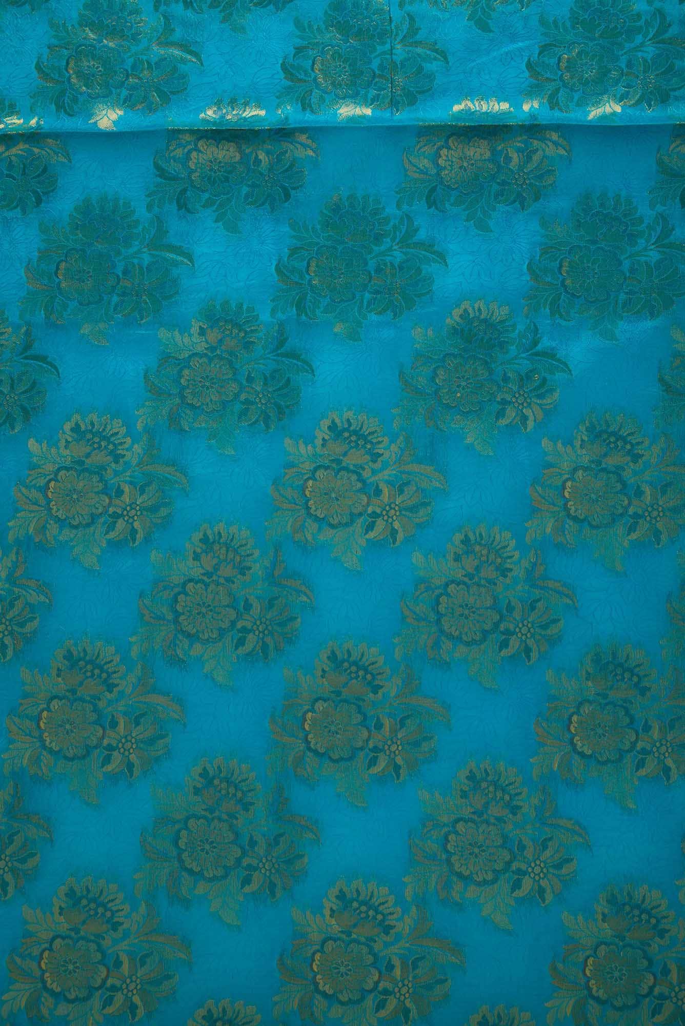 Sky Blue Banarasi Silk Dress Material