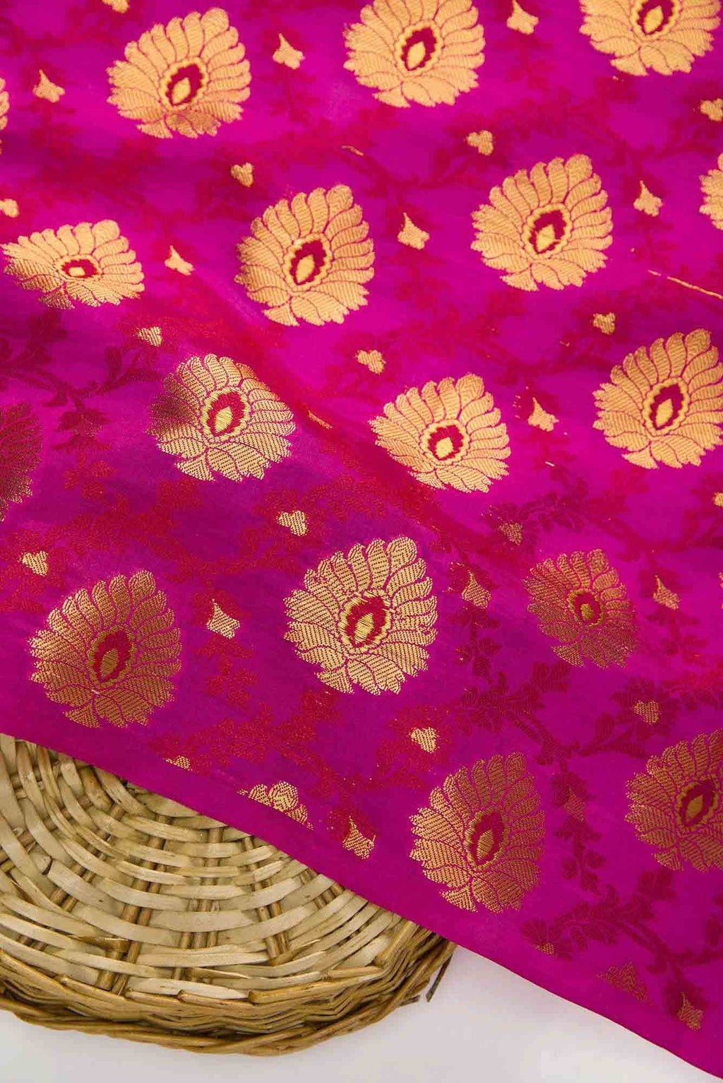 Magenta Banarasi Silk Dress Material