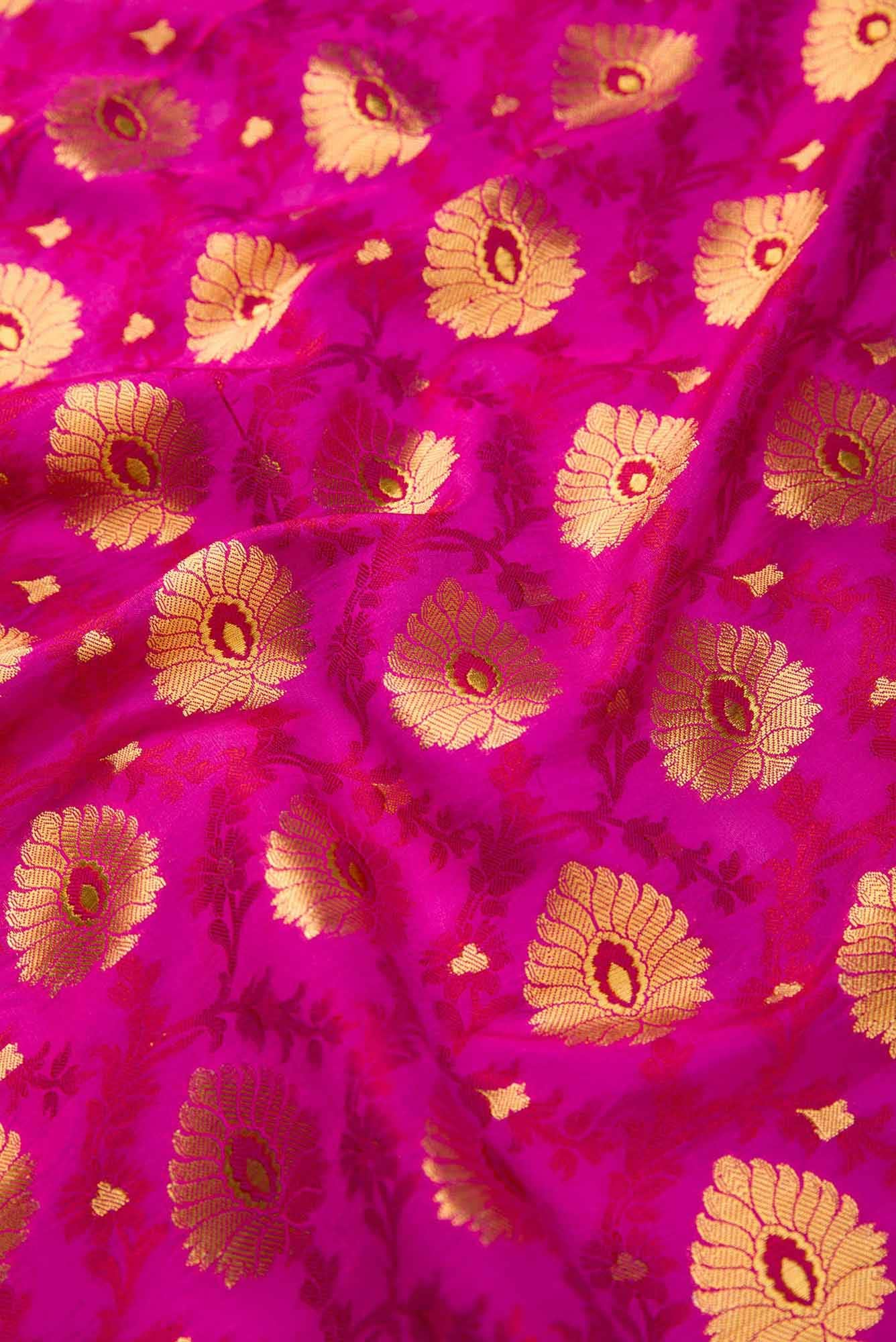 Magenta Banarasi Silk Dress Material
