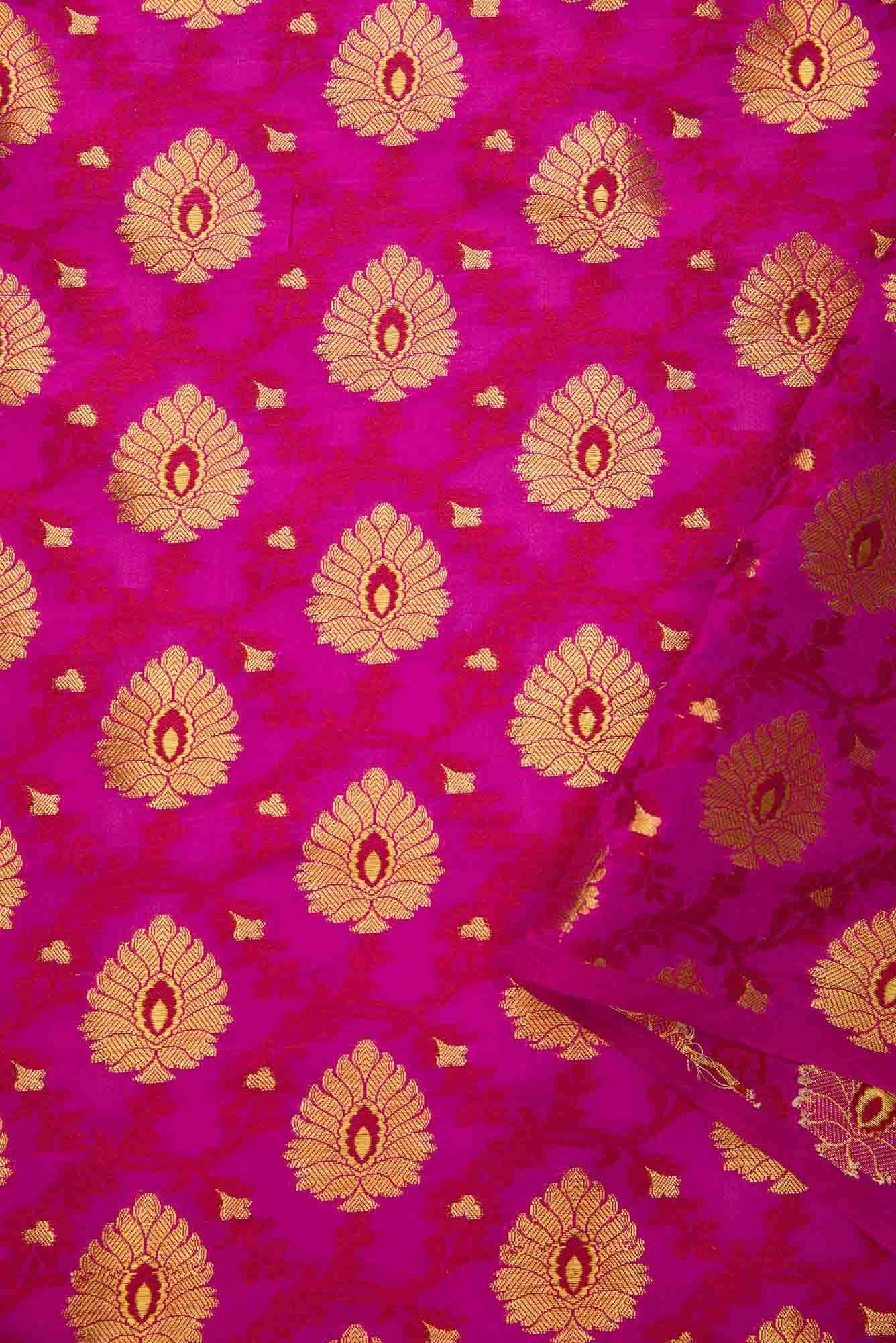 Magenta Banarasi Silk Dress Material