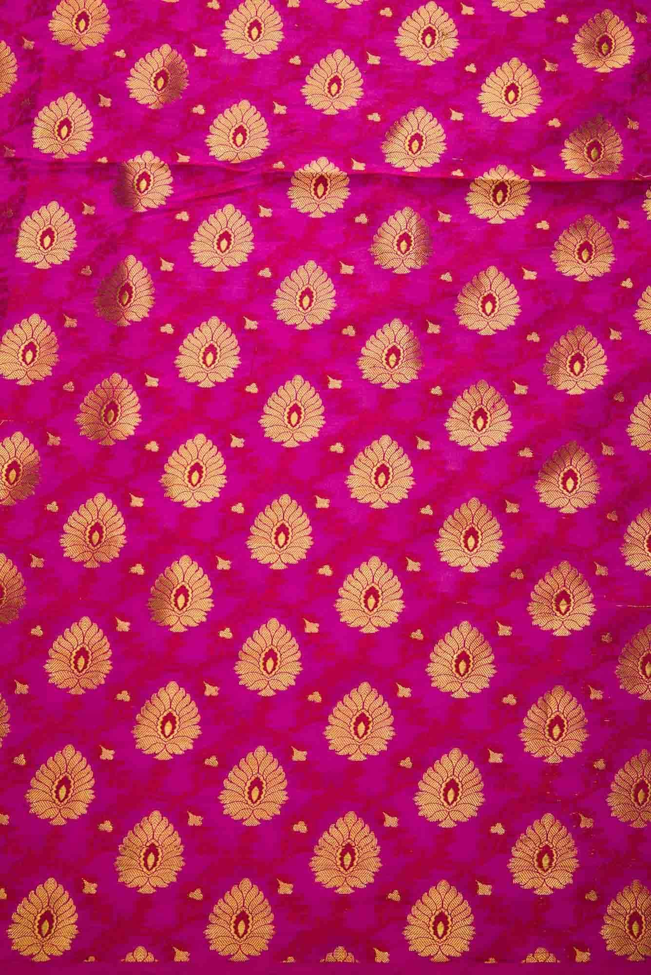 Magenta Banarasi Silk Dress Material