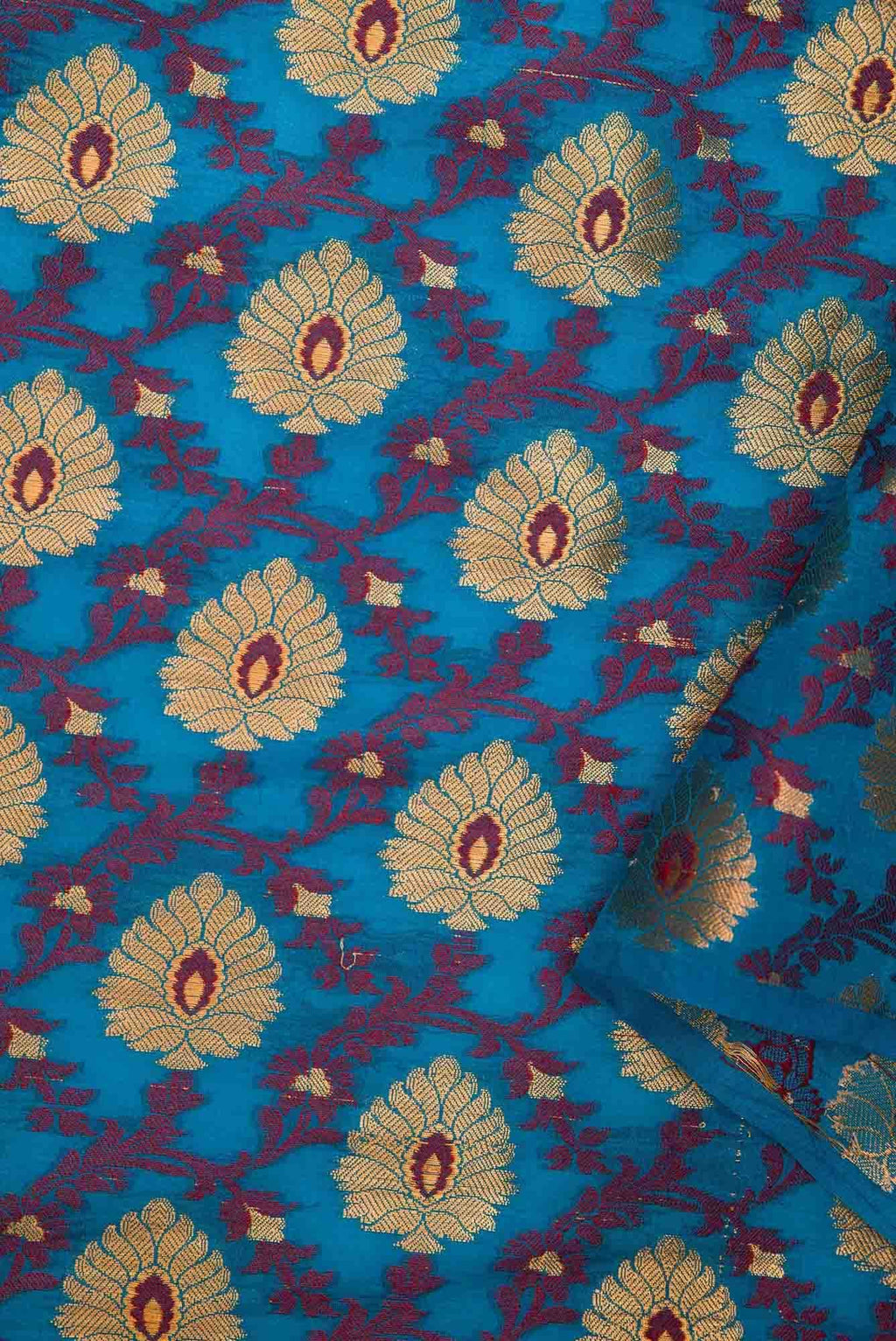 Peacock Blue Banarasi Silk Dress Material